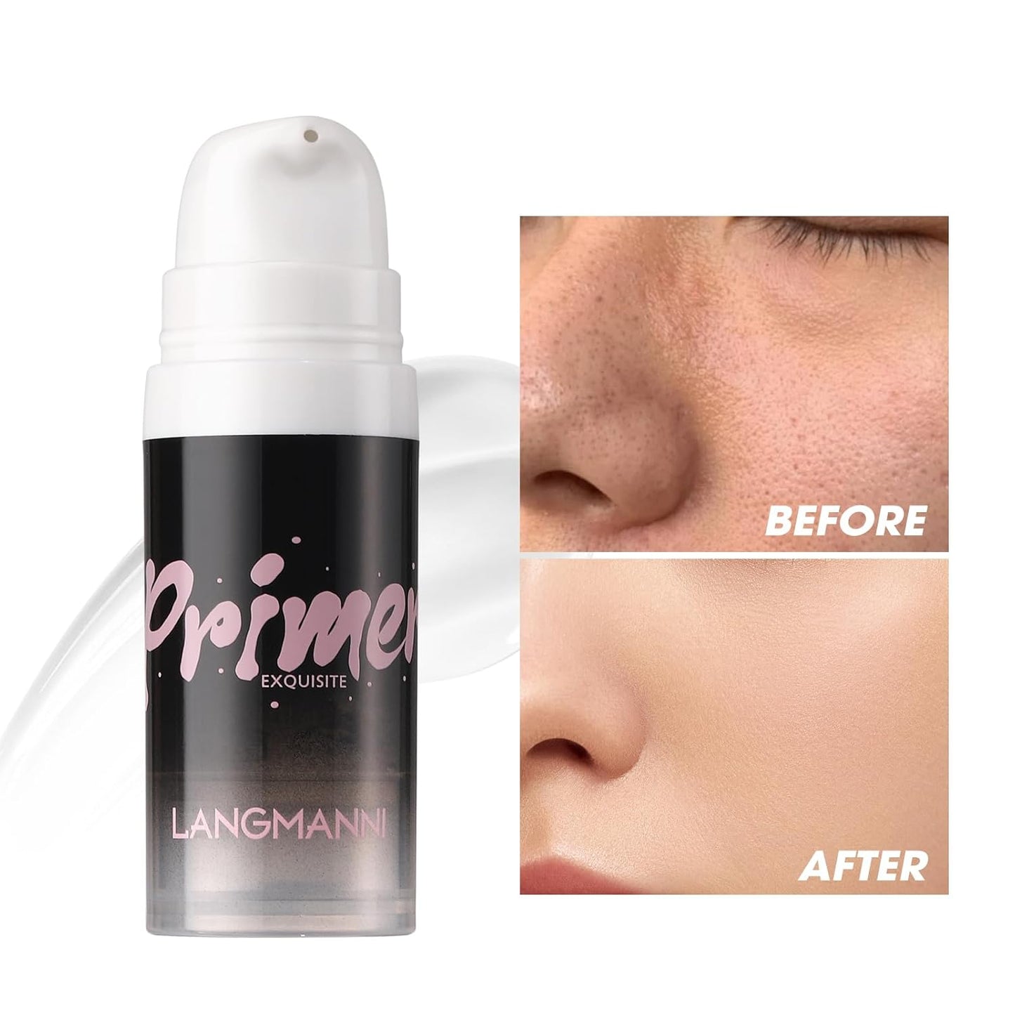 LANGMANNI Matte Grip Face Primer, Transparent Skin Perfecting Hydrating Primer,Unique Smooth Gel-Based Primer Essential For Longlasting Perfection Face Makeup (0.33 Fl Oz, 1)