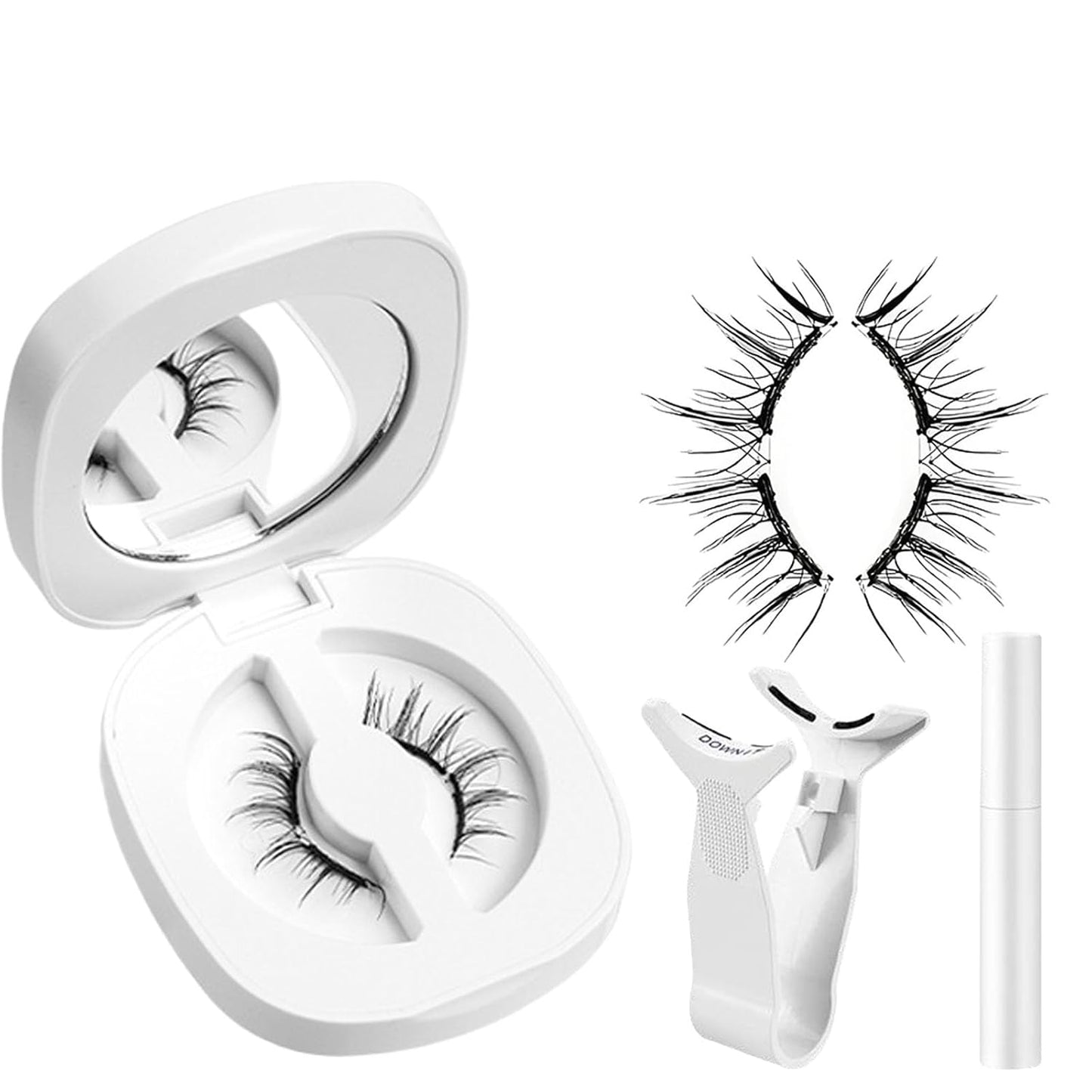 Lumentes Magnetic Eyelashes, Lumentes Magnetic Eyelashes with Applicator, Reusable No Glue Lashes, Natural Look Soft Comfortable Magnetic Lashes, Easy to Wear and Remove (Frost Black)