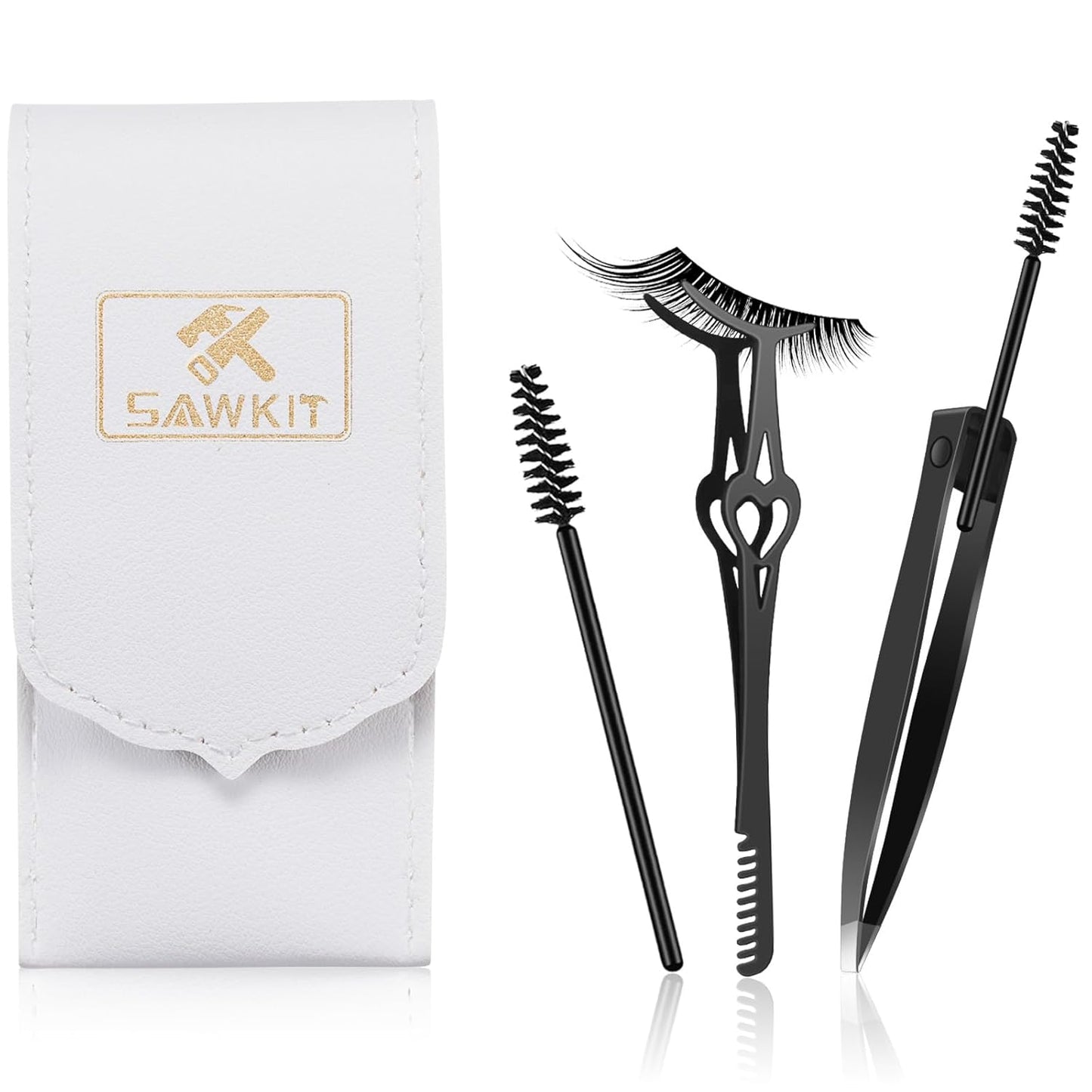 Eyelash Applicator Tool – 2-in-1 Lash Applicator Tool Set with Eyelash Extension Tweezers, Brush – Professional Eye Lash Applicator Tools for DIY Eyelash Extensions, Cluster Lashes