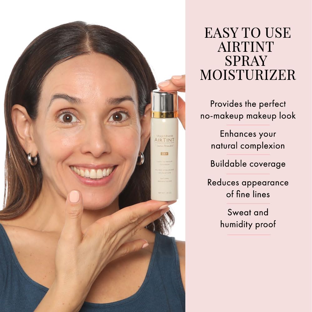 Jerome Alexander MagicMinerals AirTint Tinted Moisturizer AirBrush Spray Light Shade | Tinted Moisturizer Spray with Anti-Aging Ingredients | Dark