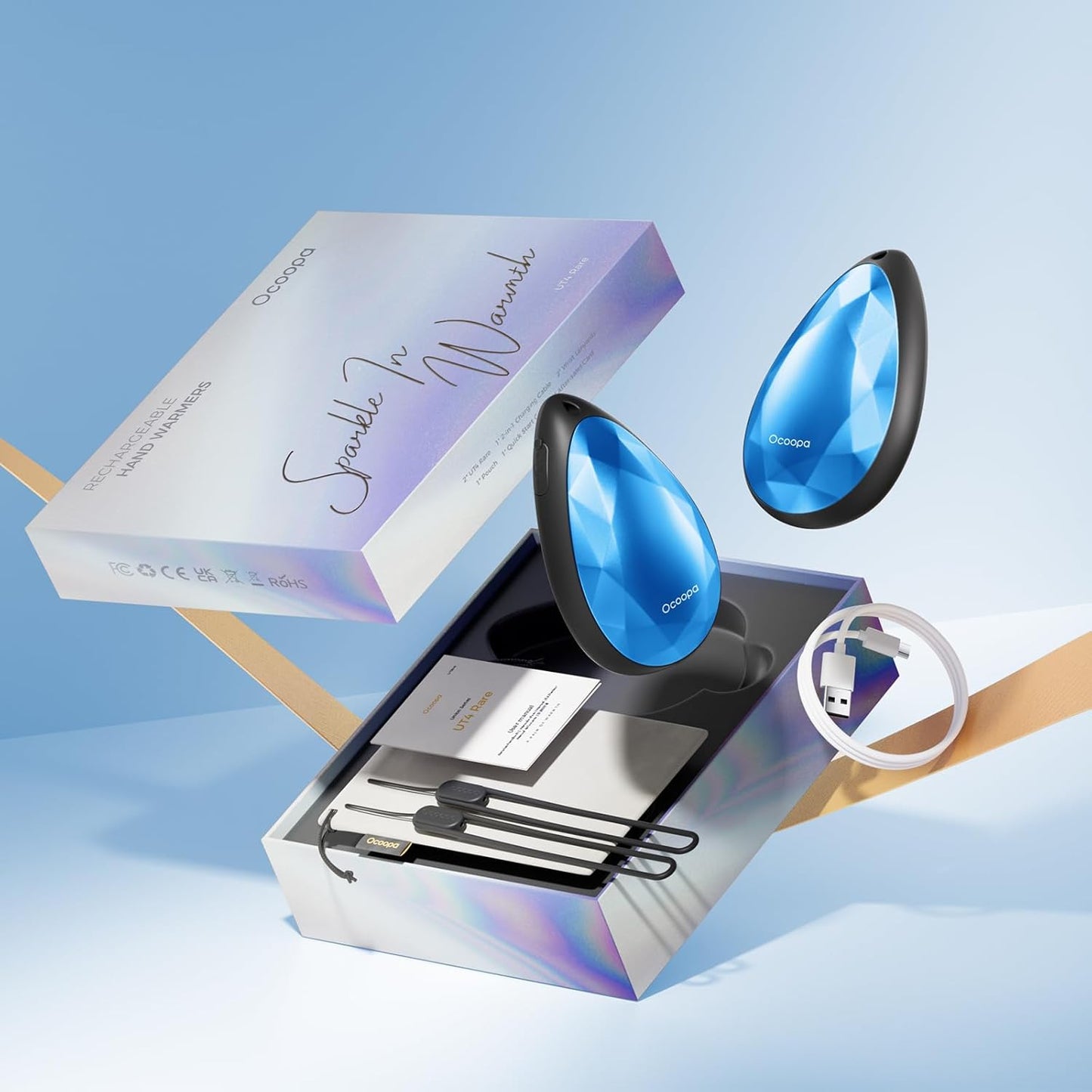 OCOOPA Women Rechargeable Hand Warmers 2 Pack, Portable, Stylish, Diamond-Shape Magnetic Electric Handwarmer, Reusable Pocket Heater, 2025 Tech Gifts for Christmas, Raynaud, Hiking, Camping, UT4 Rare