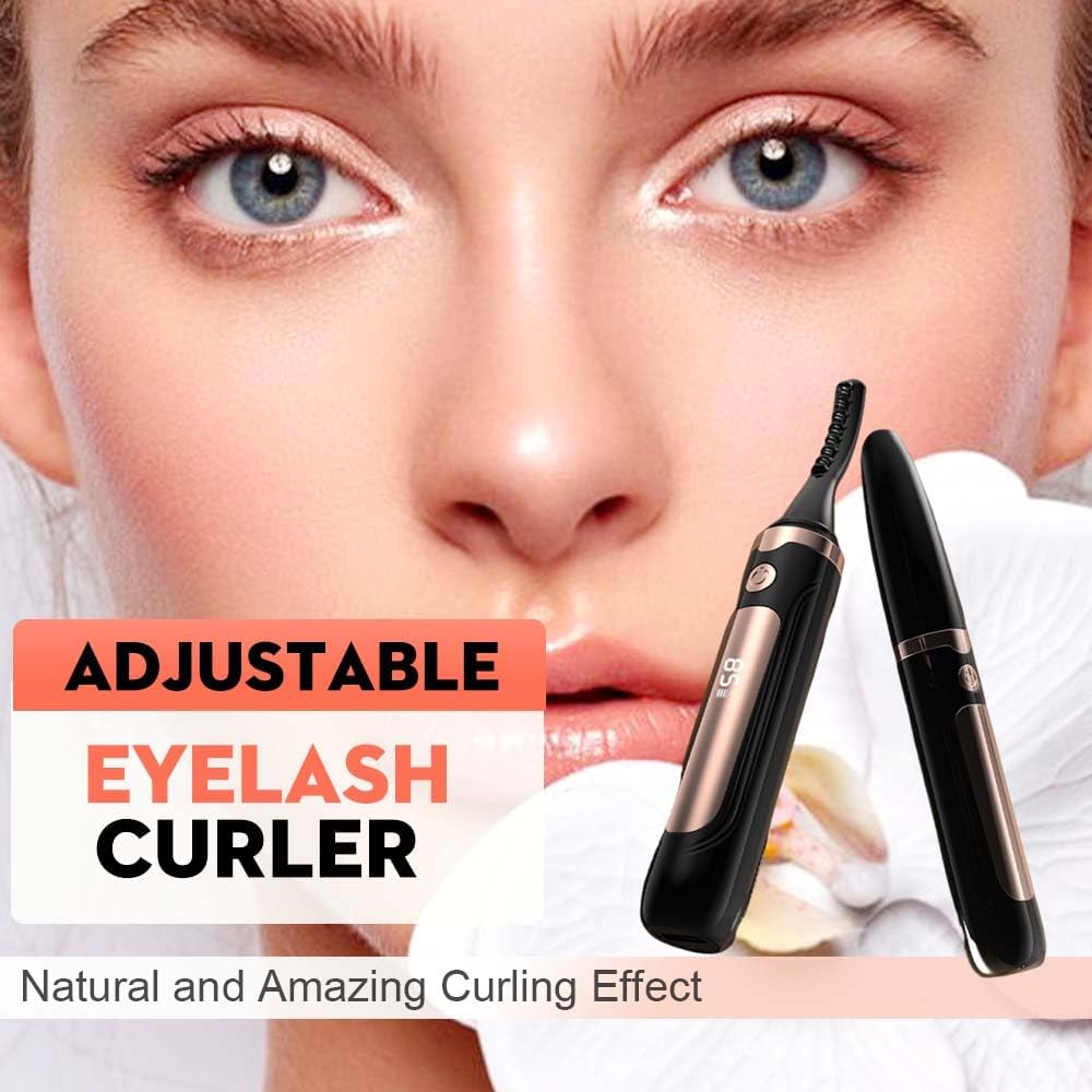 Heated Eyelash Curler, 2025 New Electric Eyelash Curler with LED Display, Portable Rechargeable Eye Lash Curlers Heated Makeup Tool for Women Girls (White)