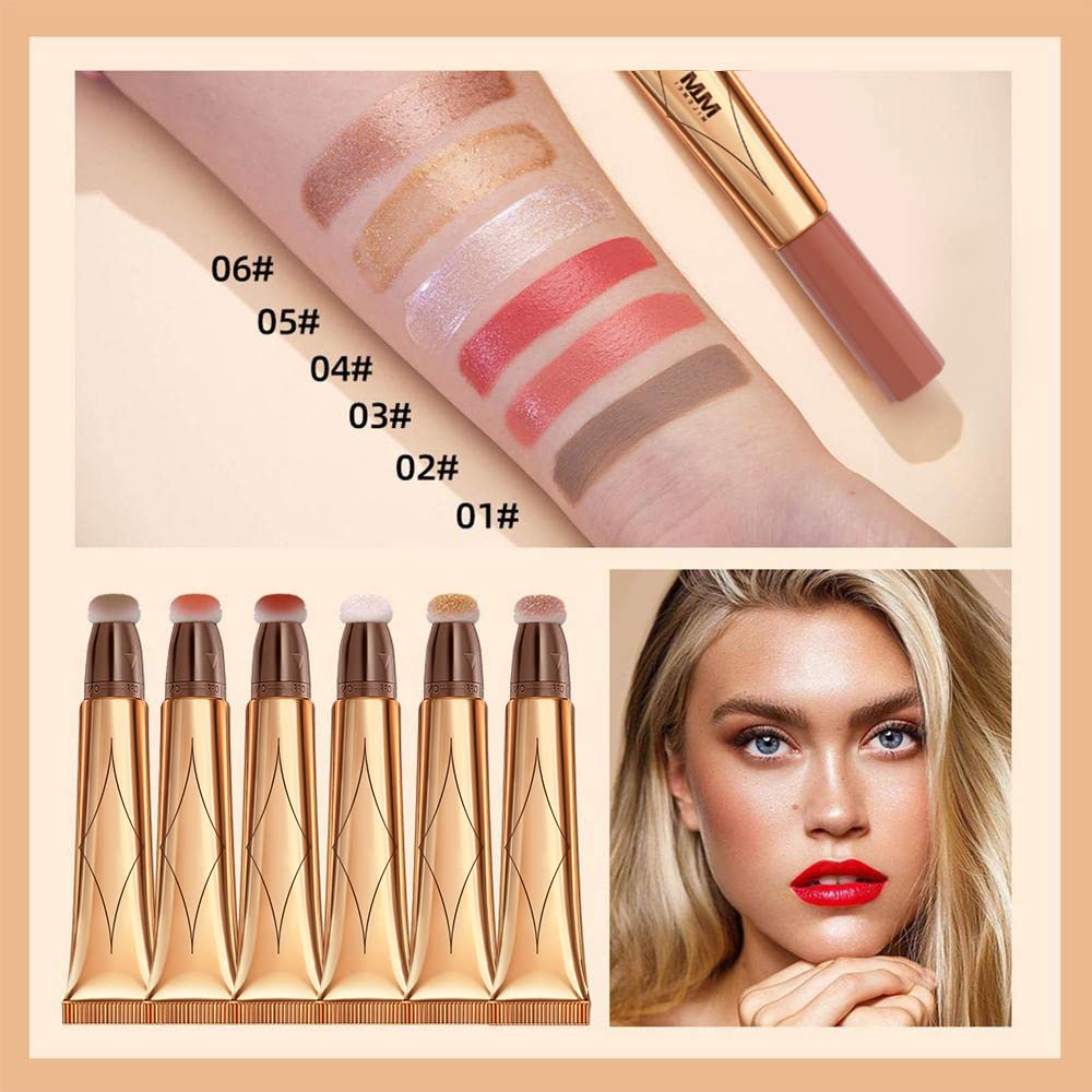 3 Color Contour Beauty Wand, Highlighter ，Blush，Face Concealer Contouring with Cushion Applicator Long Lasting & Smooth Matte Finish Liquid Illuminator Makeup Stick .(01#Contour +03#Blush+06#Highlighter)