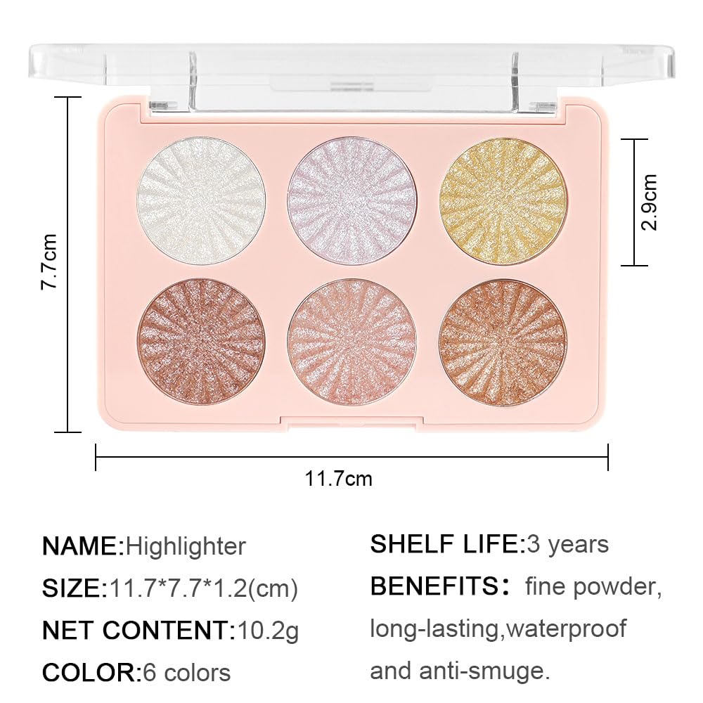 6 Colors Face Highlighter Makeup Palette iluminadores de maquillaje profesional luminizers Cheek Diamond Shimmer Stick Glitter Bronzer and Highlighter Palette makeup illuminators highlighters for face
