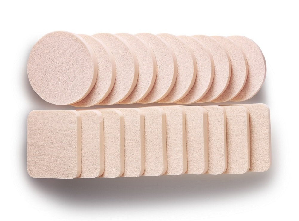 OWLFAVO 20pcs Makeup Powder Sponges Round and Square Latex Free Disposable Beauty Blender Foam Cosmetic Applicator Facial Puffs for Flawless Foundation, Sensitive and All Skin Types