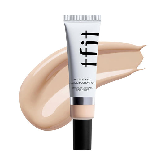 TFIT Radiance Fit Serum Foundation - Flawless Coverage, Dewy finish, Long-lasting, Lightweight, Korean Makeup,1.05 Oz. (C01 Porcelain, 1.05 Oz.)