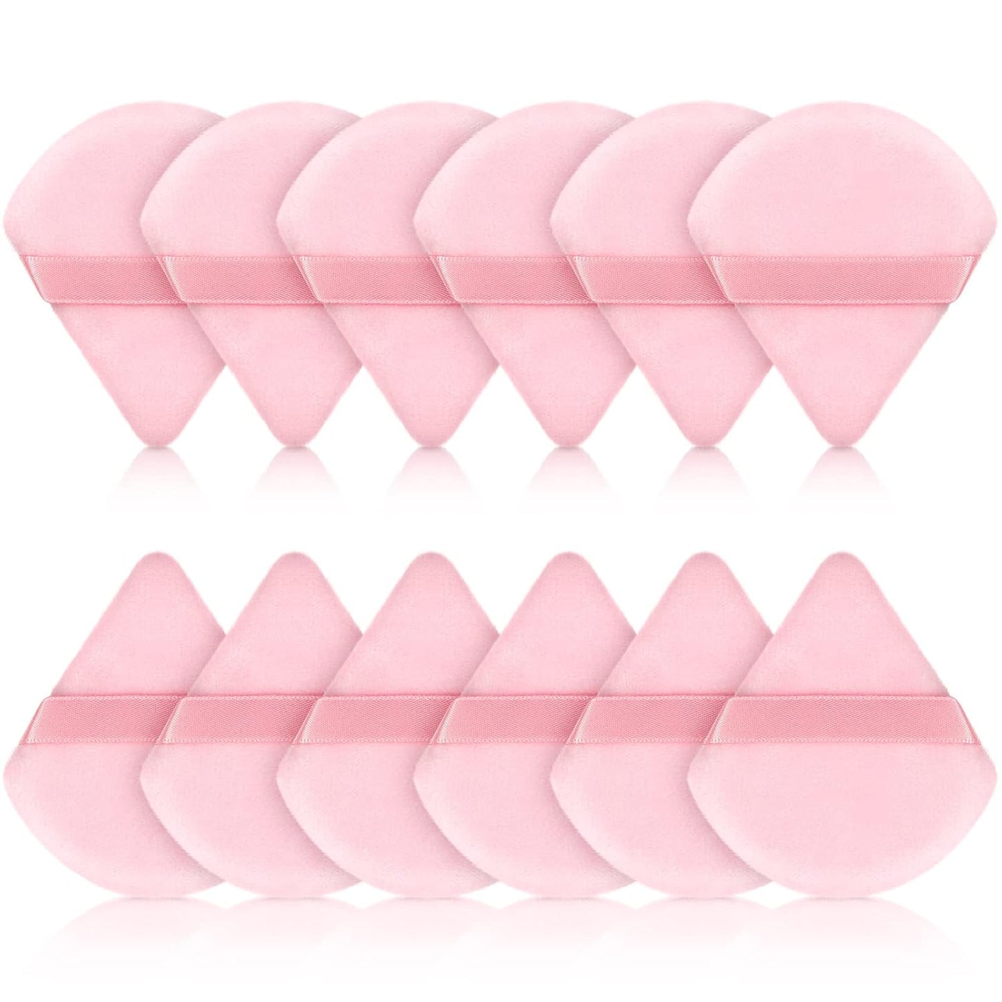 Maitys 12 Pieces Powder Puff Triangle Face Makeup Cosmetic for Loose Powder Soft Body Washable Reusable Foundation Sponge Mineral Wet Dry Makeup Tool for Women(Small,Pink)