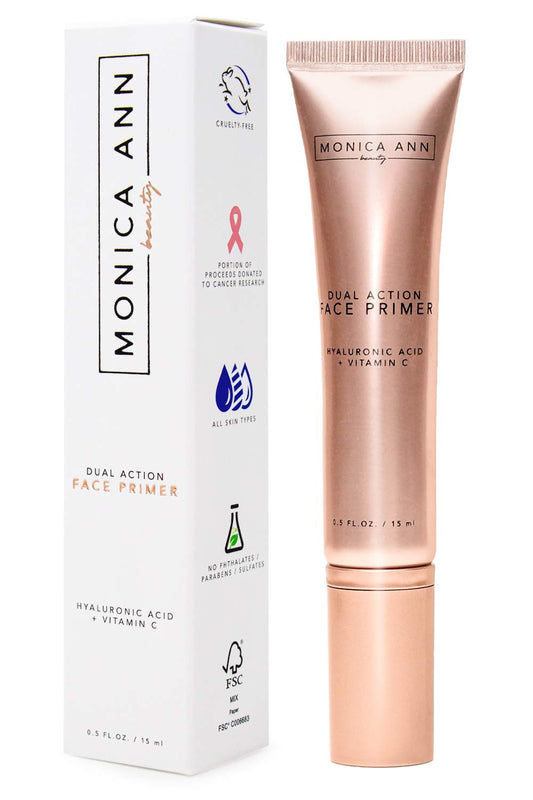Dual-Action Face Primer - 15 mL | Hydrating Makeup Primer With Vitamin C & Hyaluronic Acid | Smoothing Translucent Matte Pore Minimizer | Foundation Primer For Any Skin Tone