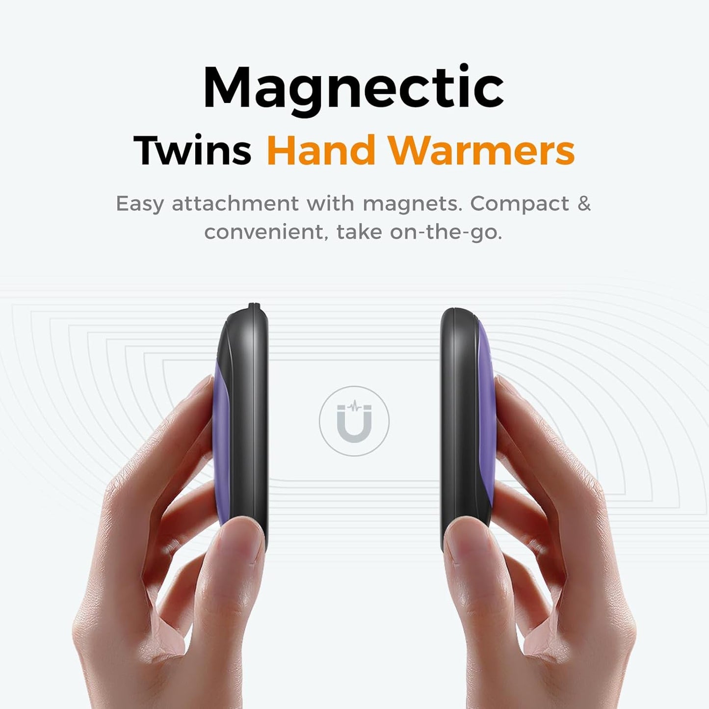 OCOOPA Magnetic Hand Warmers Rechargeable 2 Pack, AI Electric Handwarmers, Fast Heating, 3-Settings, UL Certified, Portable Heater, Gloves Fitting, Travel Essentials, Gifts Women Men, UT3 Lite