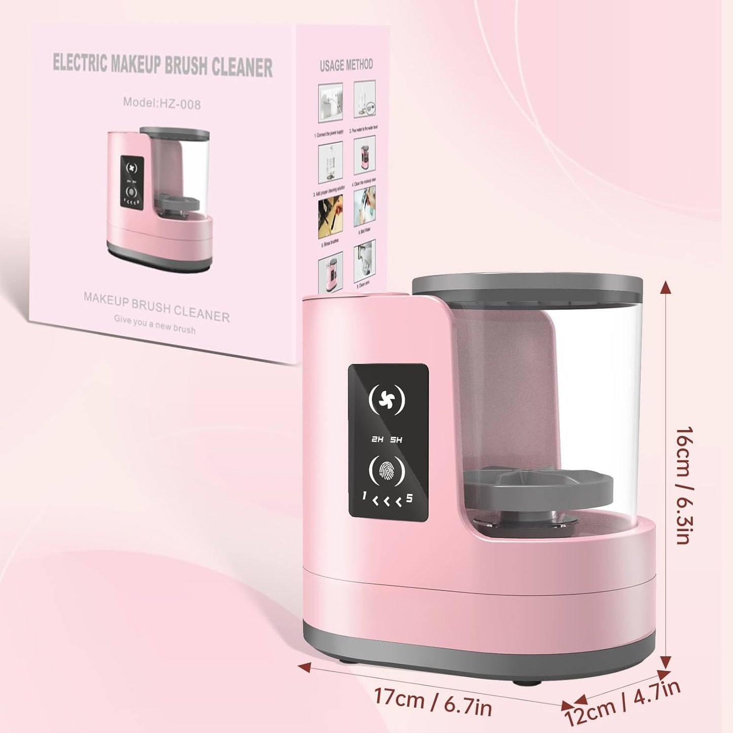 3 IN 1 Electric Makeup Brush Cleaner Machine With Makeup Brush Dryer-Holder-Portable Automatic USB Cosmetic Brushes Cleaner Tool for All Size Beauty Makeup Brush Set,Eyeshadow, Blush Brush (Rose Pink)