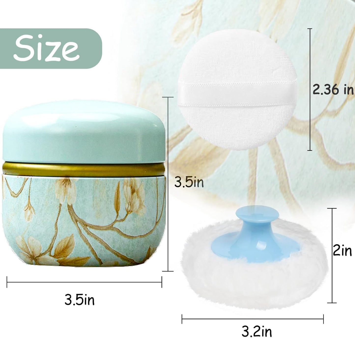 WEMEGA Body Powder Case with Powder Puff Powder Container Tea Box for Baby and Women Powder Puff and Powder Case for Travel (Vibrant)