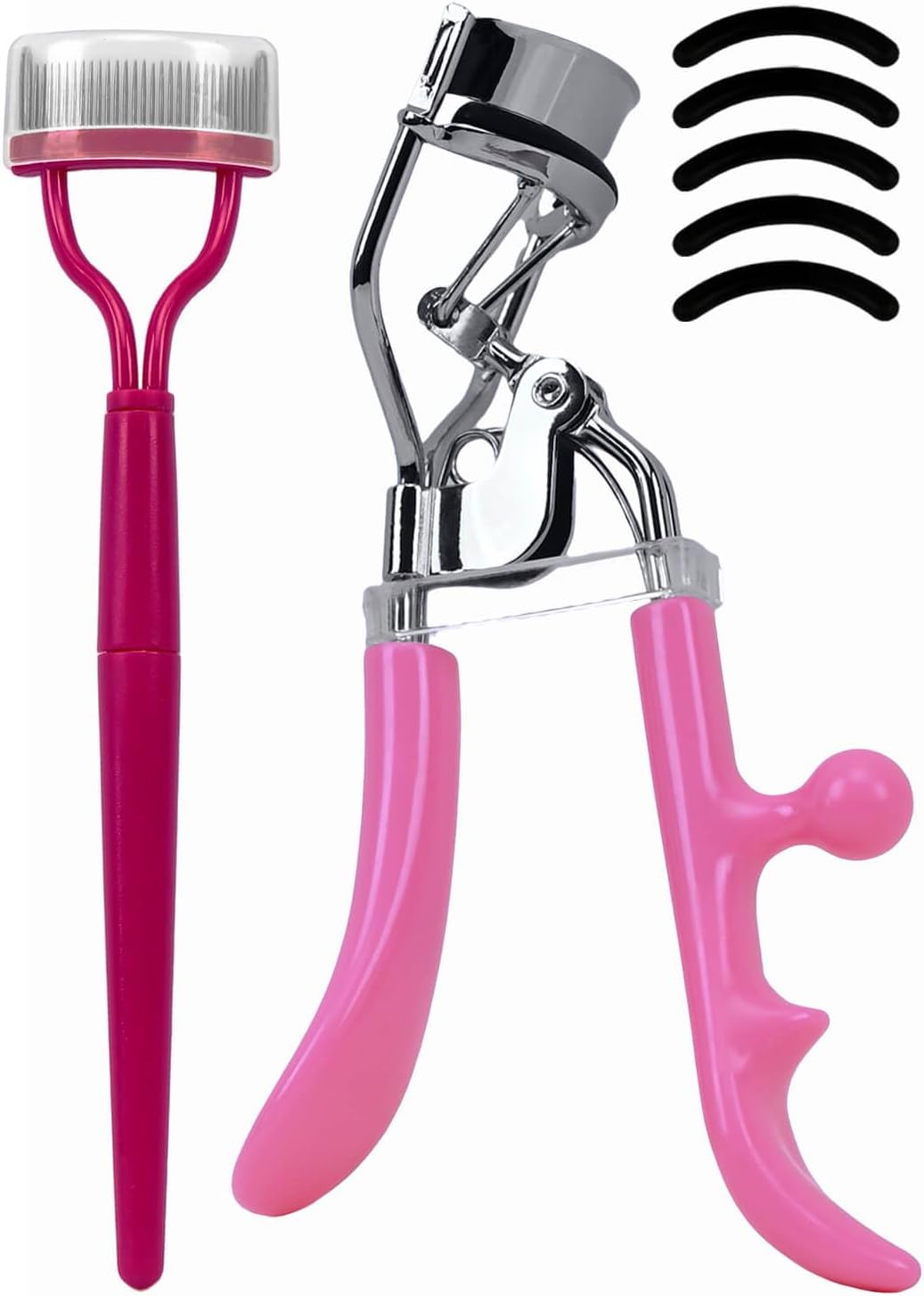 Eyelash Curler and Eyelash Separator Tool, IMMER LIEBEN Eye Lashes Curler with Rubber Replacement Pads Easy to Use for Most Eye Shape 8-Second Long-Lasting Curl Pink
