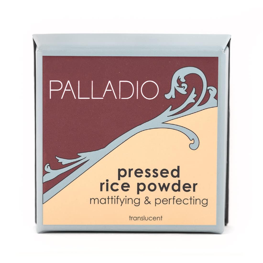 Palladio, Pressed Rice Powder with Mirror Mattifying Makeup Setting that Lasts All Day Instantly Absorbs Oil Works alone or with makeup, Translucent, 0.26 Ounce