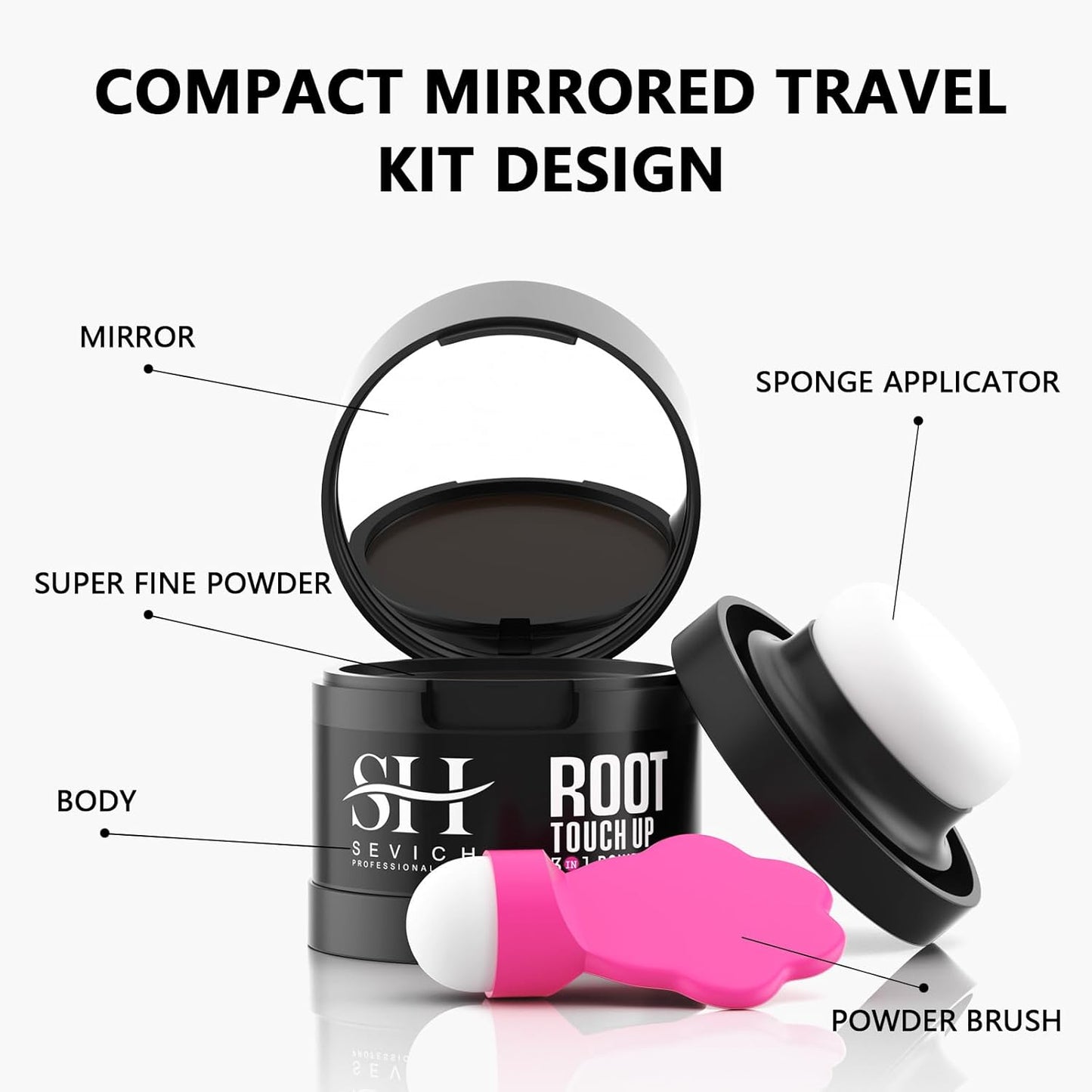 Sevich Hairline Powder 2.0，Instantly Conceals Hair Loss, Root Touch up Powder, Hair Shadow Toppers for Women & Men Thinning Gray Hair, Windproof & Sweatproof, 48H Makeup Lasting, Medium brown