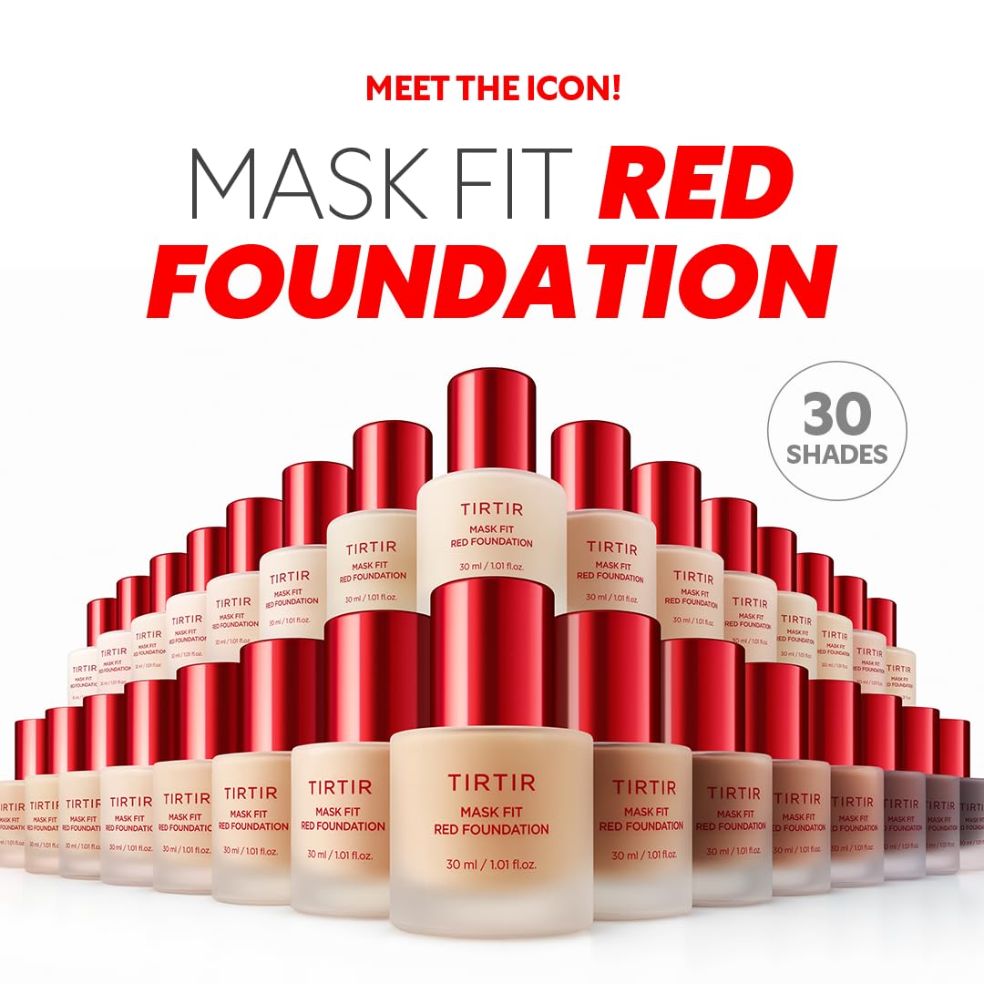 TIRTIR Mask Fit Red FoundationㅣLong Lasting Flawless Coverage, Energy Essence, Lightweight, Hydrating, Pore-Blurring, Breathable Satin Finish, Makeup, Radiant Skin, #24N Latte, 1.01 Fl Oz
