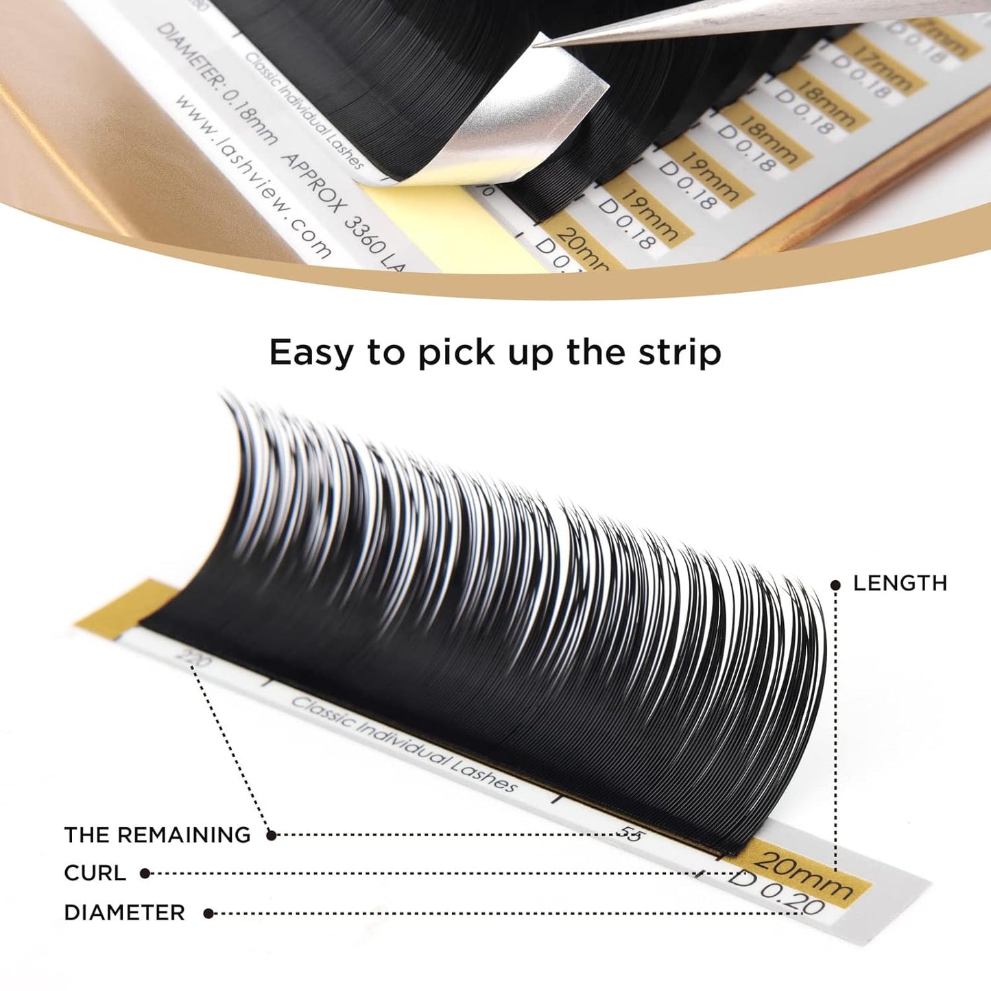 LASHVIEW Eyelash Extensions,Individual Lashes, Premium Single &Classic Lashes,0.18 Thickness CC Curl 8-15mm Mixed Tray,Natural Semi Permanent Eyelashes,Soft Application-Friendly,Mink Lashes