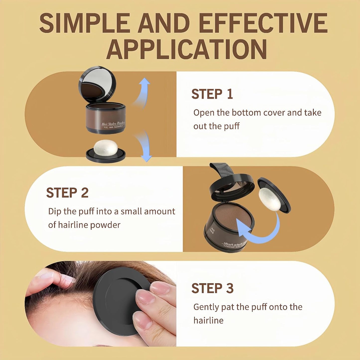 Hairline Powder (Medium Brown) - Instantly Cover Gray Roots, Hair Touch-Up, Hair Color Shadow for Thin Hair