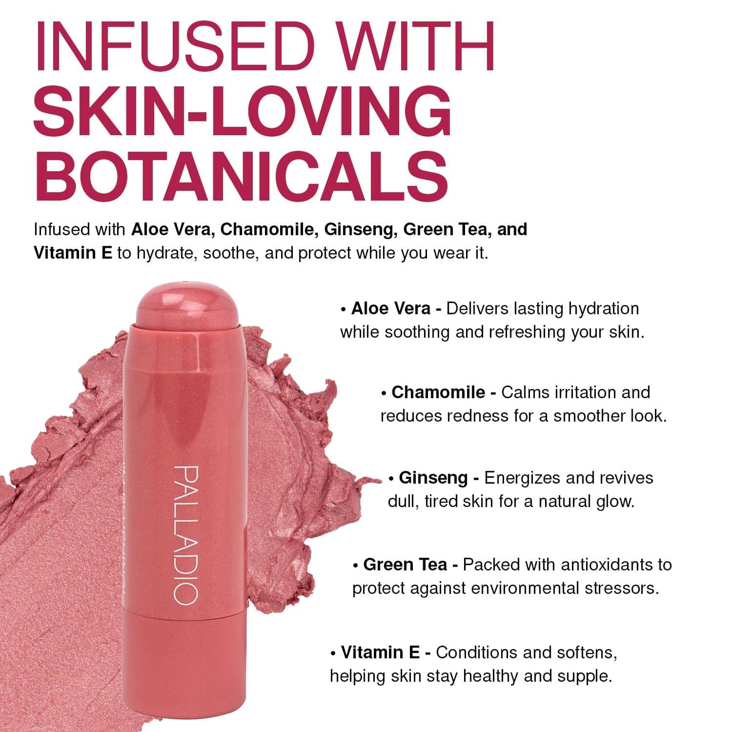 Palladio I'm Blushing 2-in-1 Cheek and Lip Tint, Buildable Lightweight Cream Blush, Sheer Multi Stick Hydrating formula, All day wear, Easy Application, Shimmery, Blends Perfectly onto Skin, Dainty