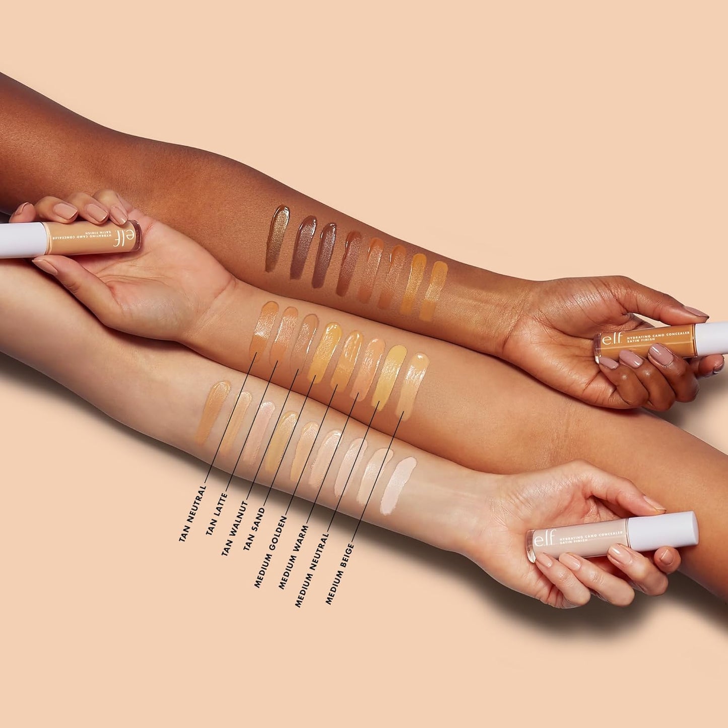 e.l.f. Hydrating Camo Concealer, Covers Blemishes & Under-Eye Circles, Full-Coverage & Delivers A Satin Finish, Vegan & Cruelty-Free, Medium Golden