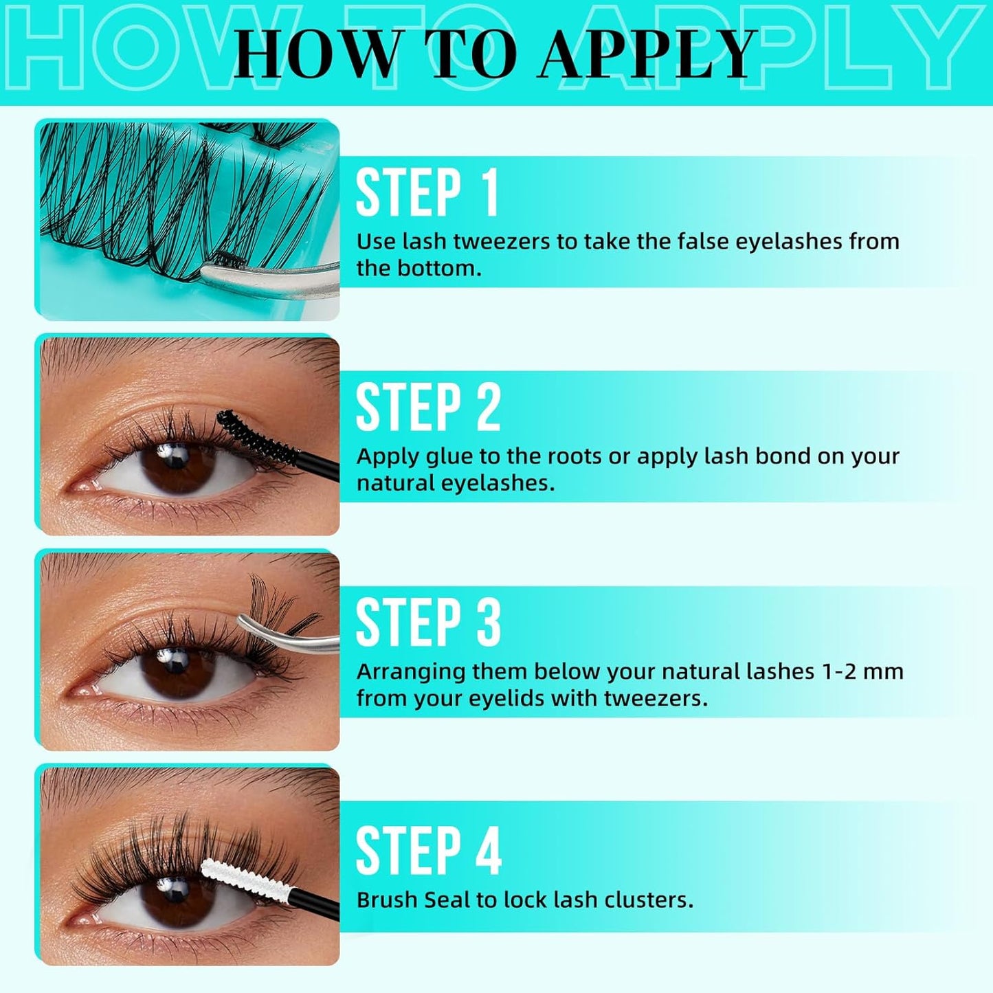 Lash Clusters Kit 200PCS 30D Eyelash Extension Kit D Curl Wispy Eyelash Clusters DIY Natural Individual Lashes Kits Lashes Extensions Kit with Lash Bond and Remover Eyelash Tweezer at Home（White Bond）