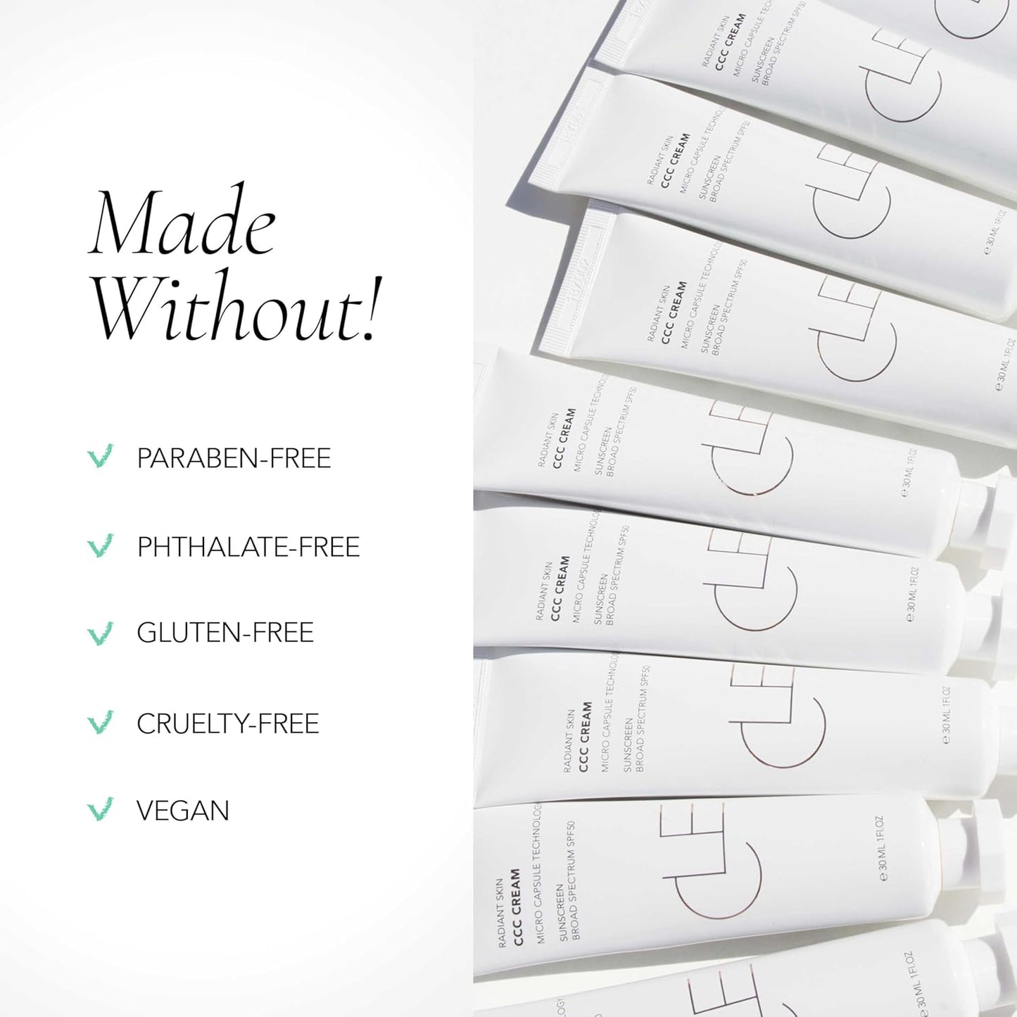 CLE Cosmetics CCC Cream (Neutral Medium 206 / SPF 50) - Color Correcting CC Cream with Sunscreen - Lightweight, Hydrating, Light to Medium Coverage Foundation - BB & CC Cream Hybrid - 1 fl oz