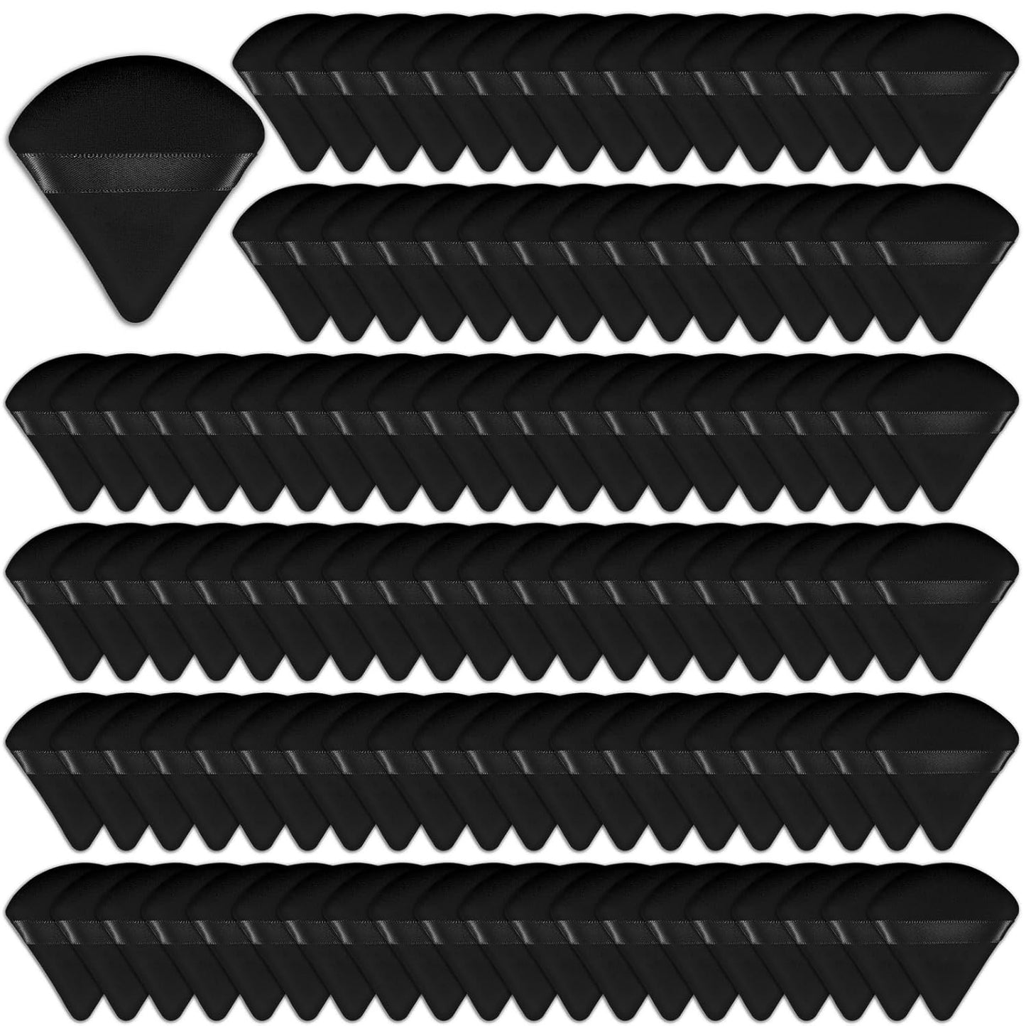 120 Pieces Powder Puff Face Triangle Powder Puff Soft Velour Makeup Puff Velour Puffs for Face Wet and Dry Cosmetic Foundation,Body Powder Blender Loose Mineral Powder Makeup Tool(Black)
