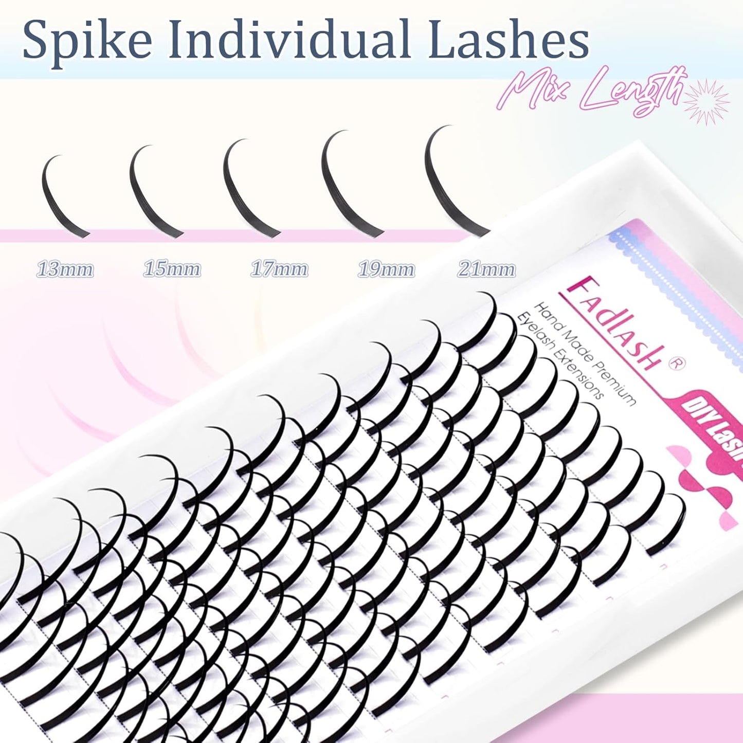Spike Lash Clusters Lash Spikes D Curl Manga Lashes 13-21mm Soft and Lightweight Fairy Spiky Lash Clusters DIY Eyelash Clusters at Home by FADLASH (0.07D, 13-21mm)