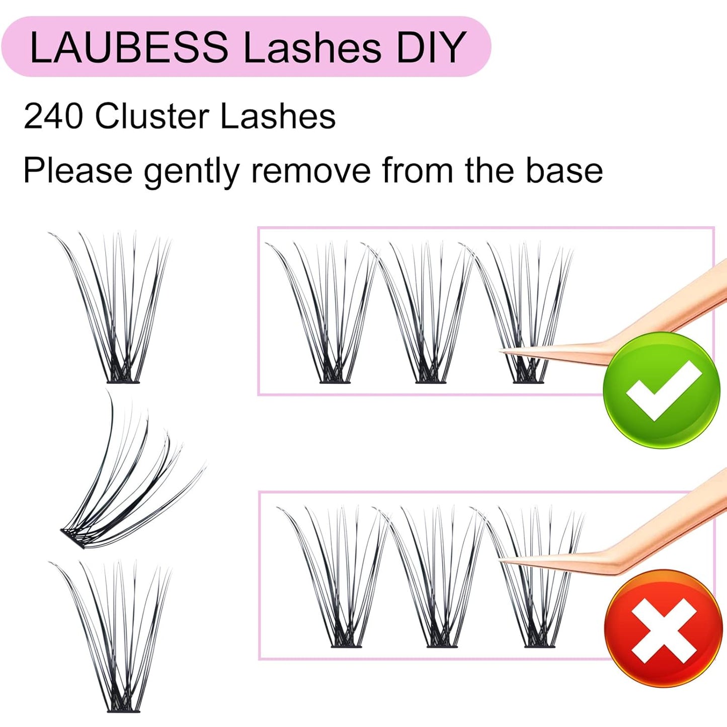 Eyelash Clusters LAUBESS Lash Clusters Individual Lashes Cluster Eyelash Extensions DIY at Home Waterproof Cluster Lashes (20D-0.07C-9-16)
