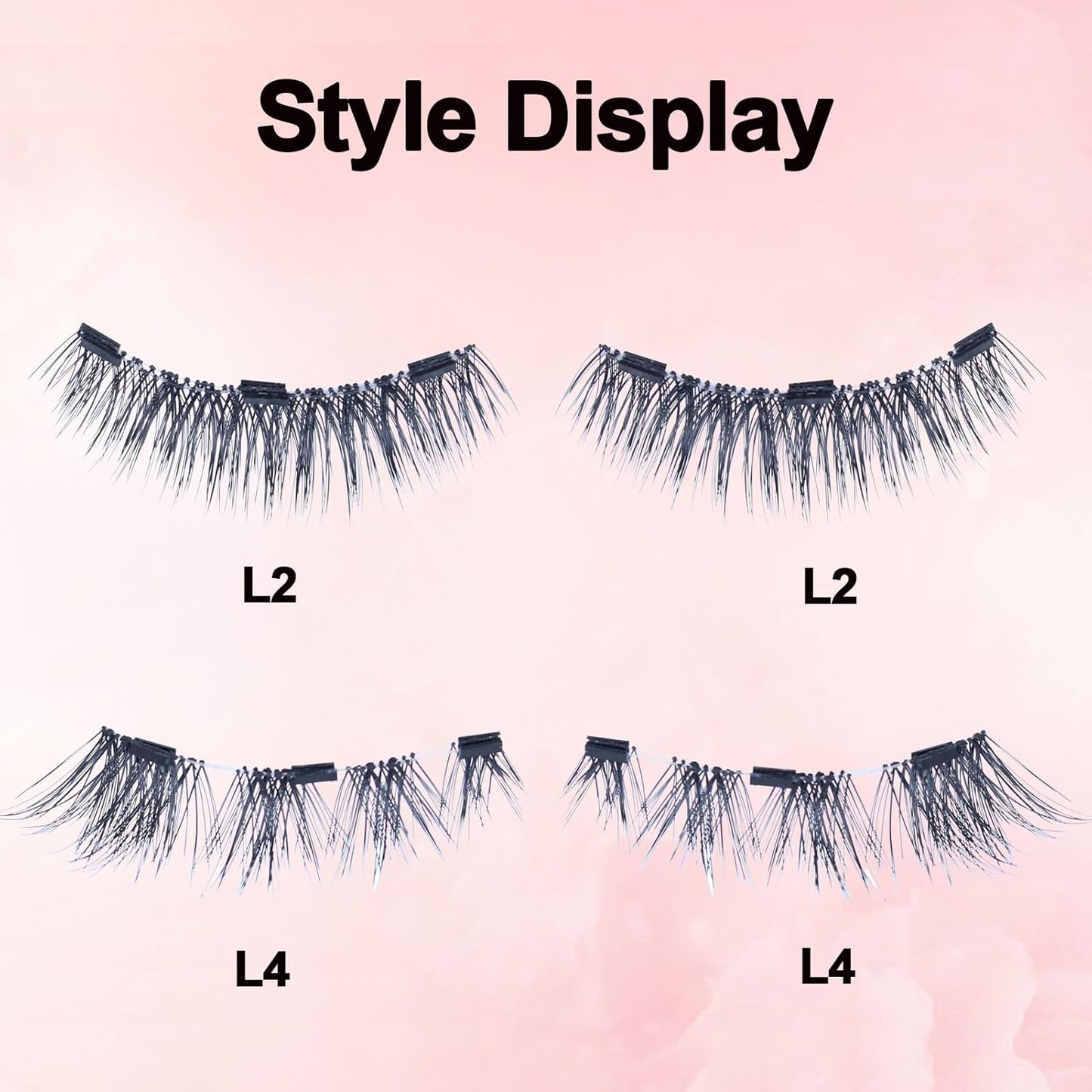 LAUBESS Magnetic Eyelashes with Applicator 2 Pair No Glue Needed Natural Look Magnetic Lashes Easy to Wear and Remove(L02/L04)