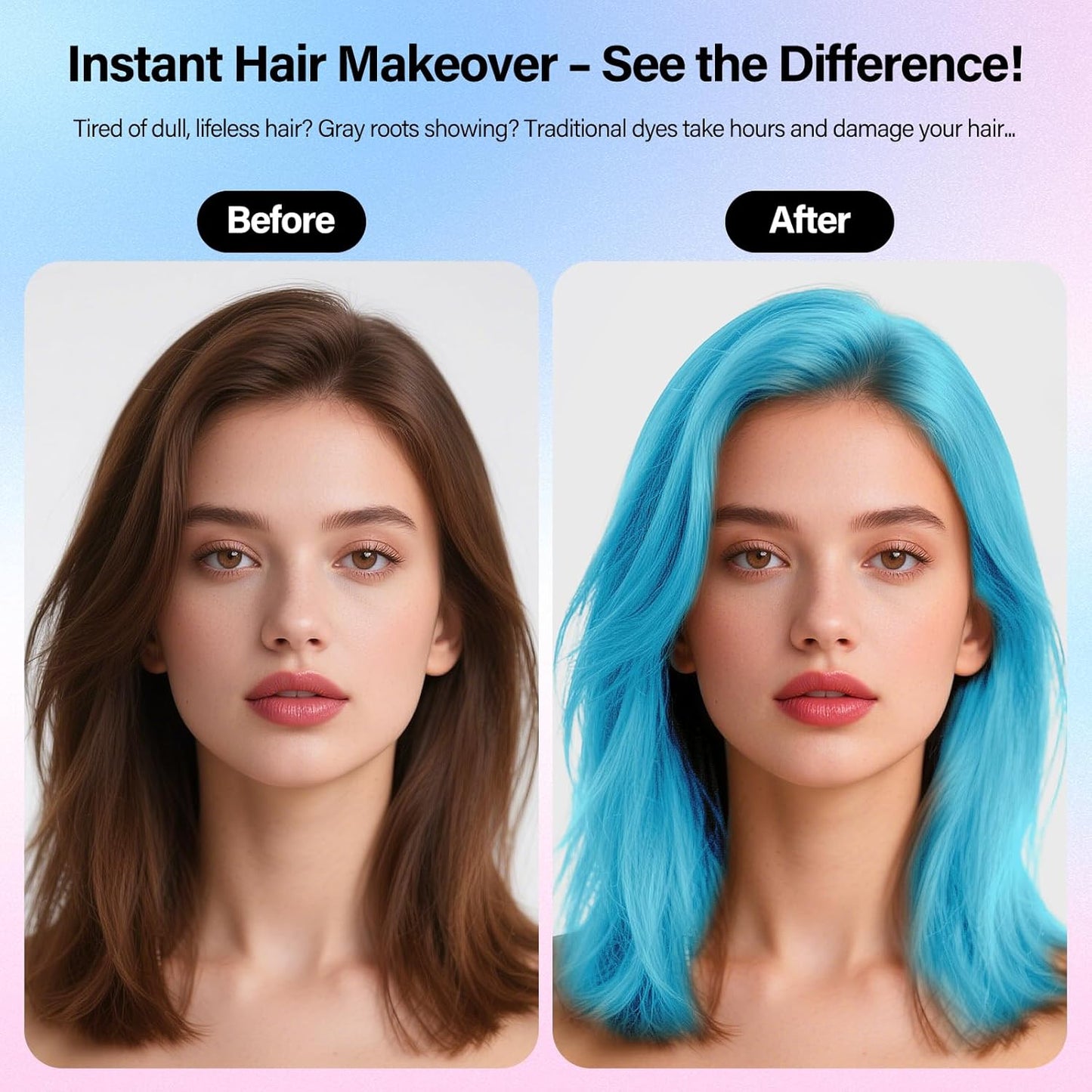 Temporary Hair Color For Kids Women Men, Washable Hair Dye Spray One-Day Hair Color Wax For Cosplay Party DIY, Christmas Party, Halloween Crazy Hair Day (Powder Blue, 4.06 oz)