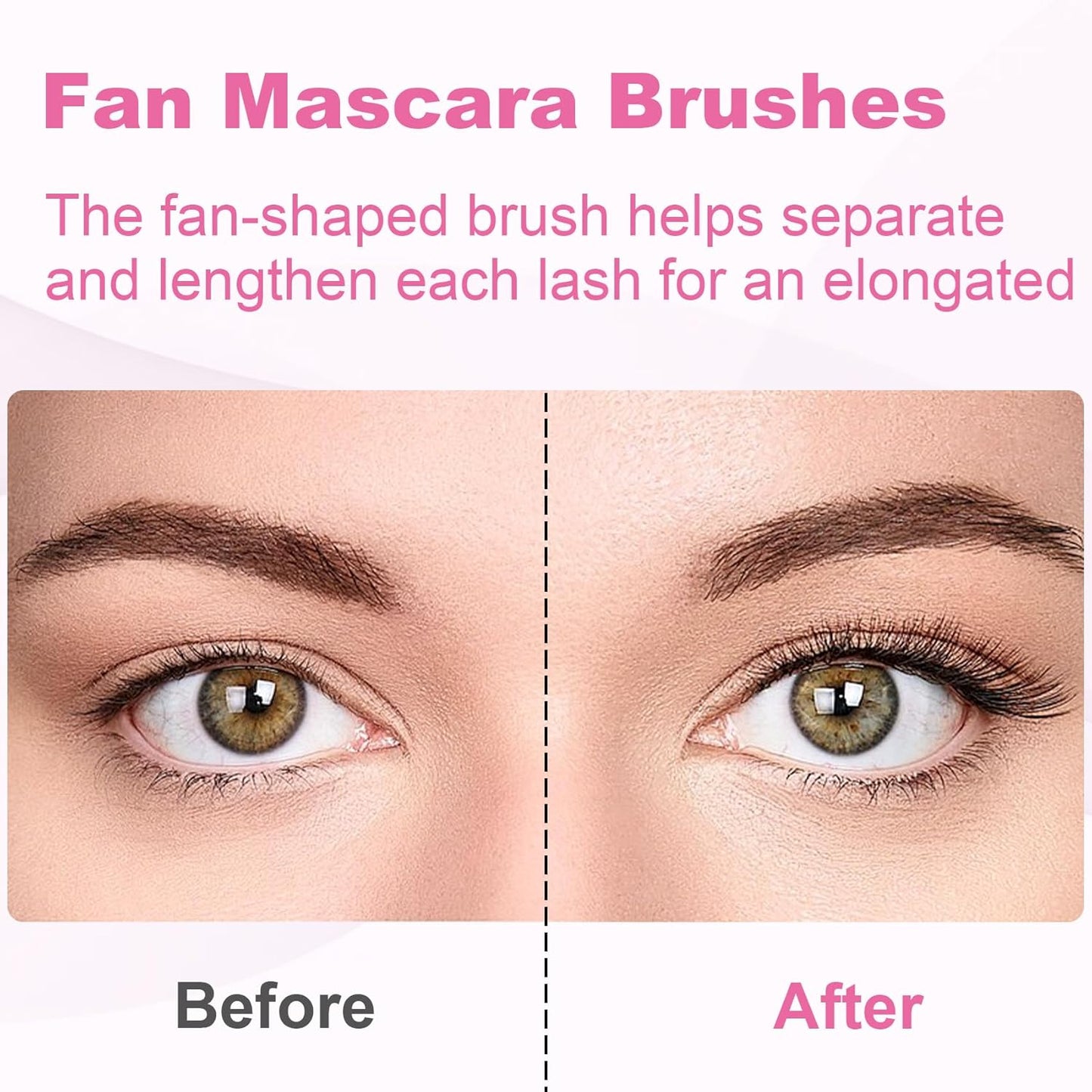 PAGOW 2pcs Folding Angle Scalloped Lash Brush, Eyelash Comb Separator Makeup Tool, Multifunctional Mascara Fan Brush with Soft Bristles for Upper Lower Eye Lash (Brown Bristles)