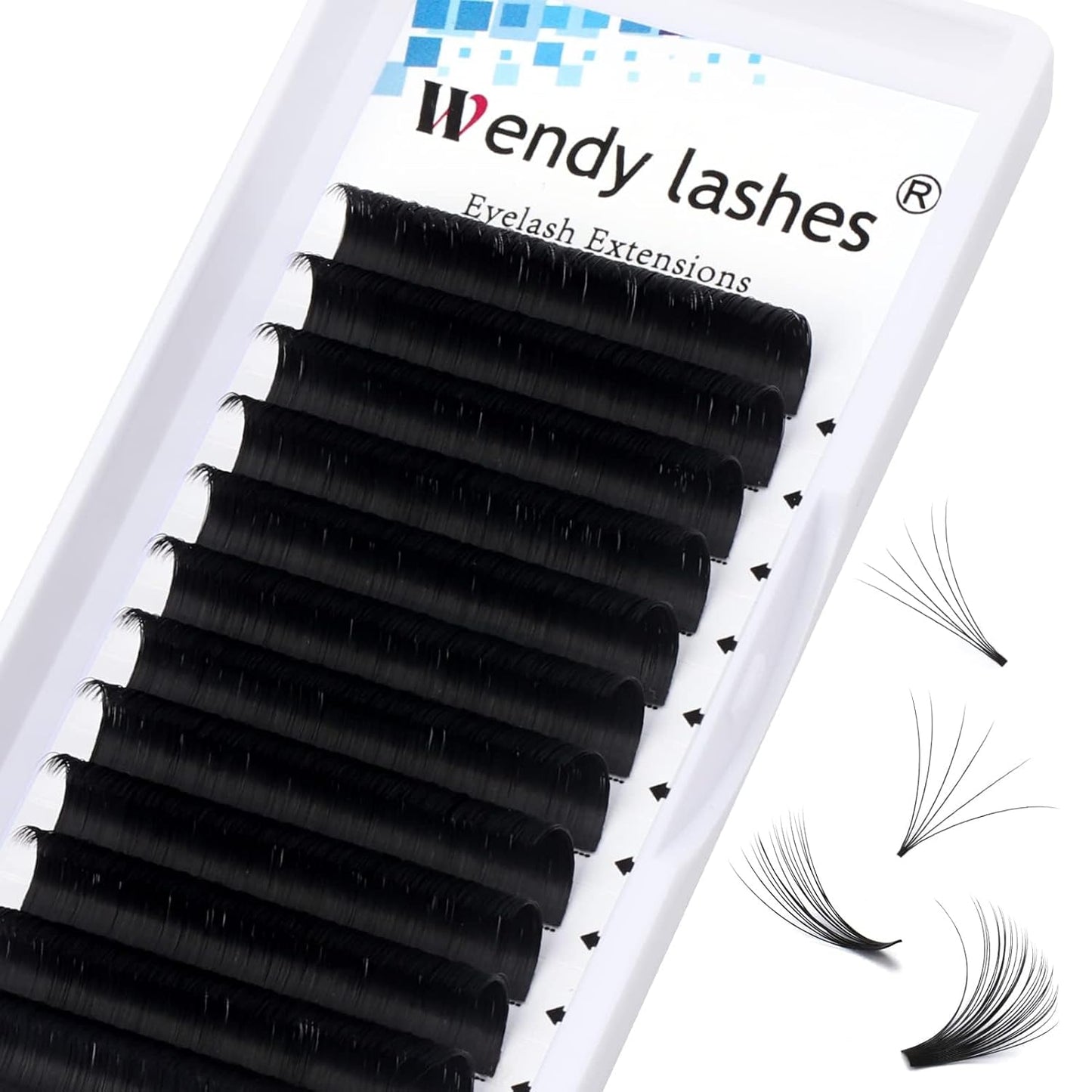 Easy Fan Volume for Lash Artists: Wendy, Handmade Fans for Eyelash Extensions, Self Fanning, Blooming, C-KH, Black, D-0.05-14