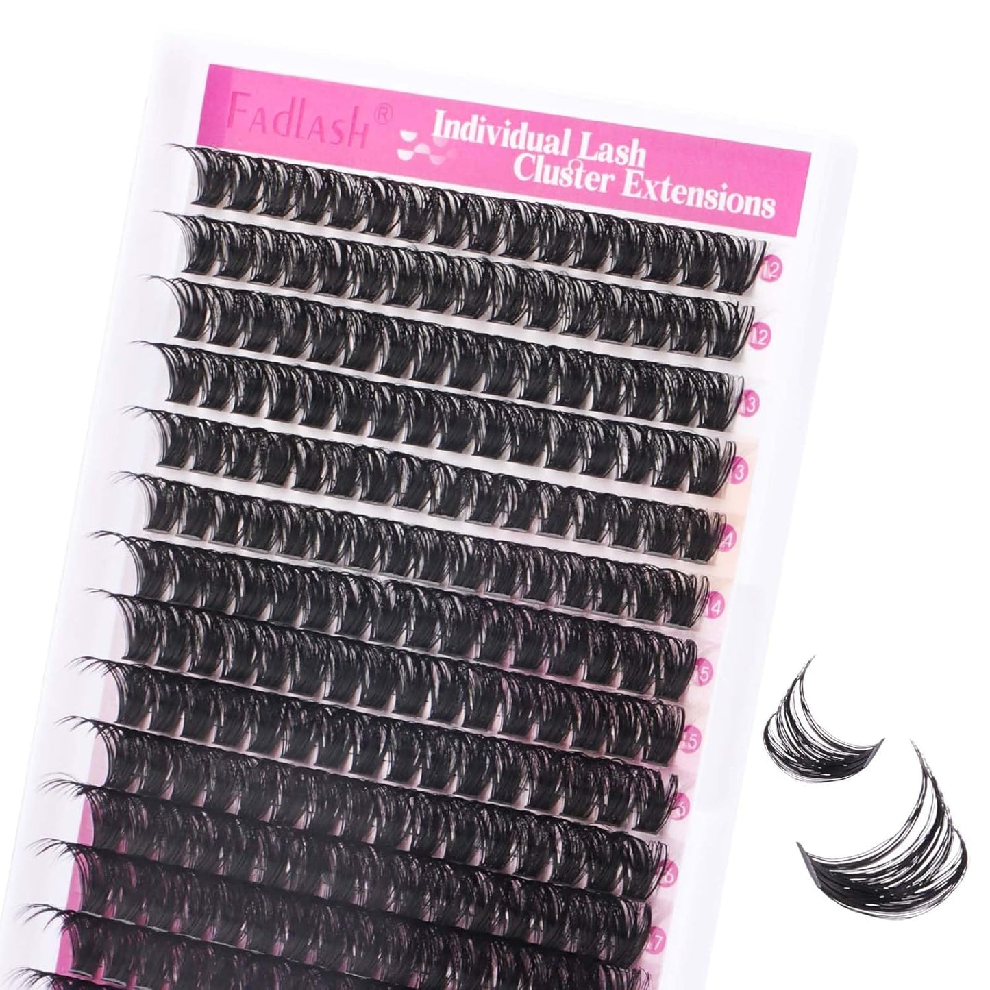 FADLASH Cluster Lashes D Curl Wispy Individual Lashes DIY Eyelash Extension Natural Look Reusable Fluffy Cluster Eyelash Extensions Self Application At Home (100D-0.07D-12-18MIX)