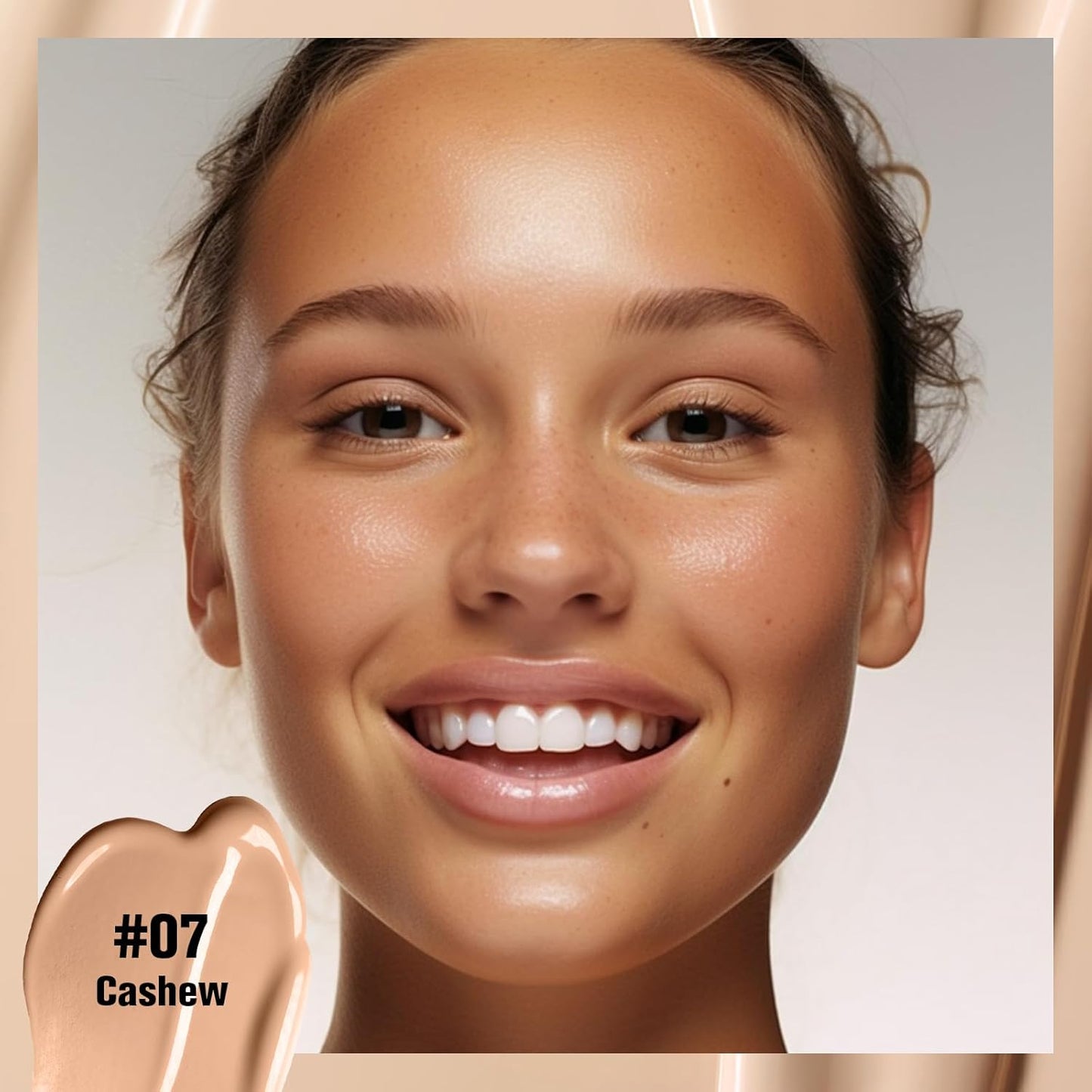 UCANBE Matte Liquid Foundation Makeup, Medium to Full Coverage Waterproof Longwear Serum Cream Foundation for Combination & Oily Mature Skin, Lightweight Hydrating & Nourishing, Cashew, 1 fl. oz.