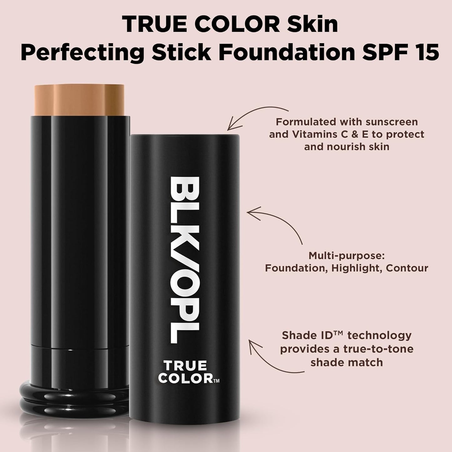 BLK/OPL Skin Perfecting Foundation Stick, SPF 15 Buildable & Blendable Face Foundation Makeup with Matte Finish - Full Coverage, Color Correcting & Sculpting - Hypoallergenic (Sierra Slay)