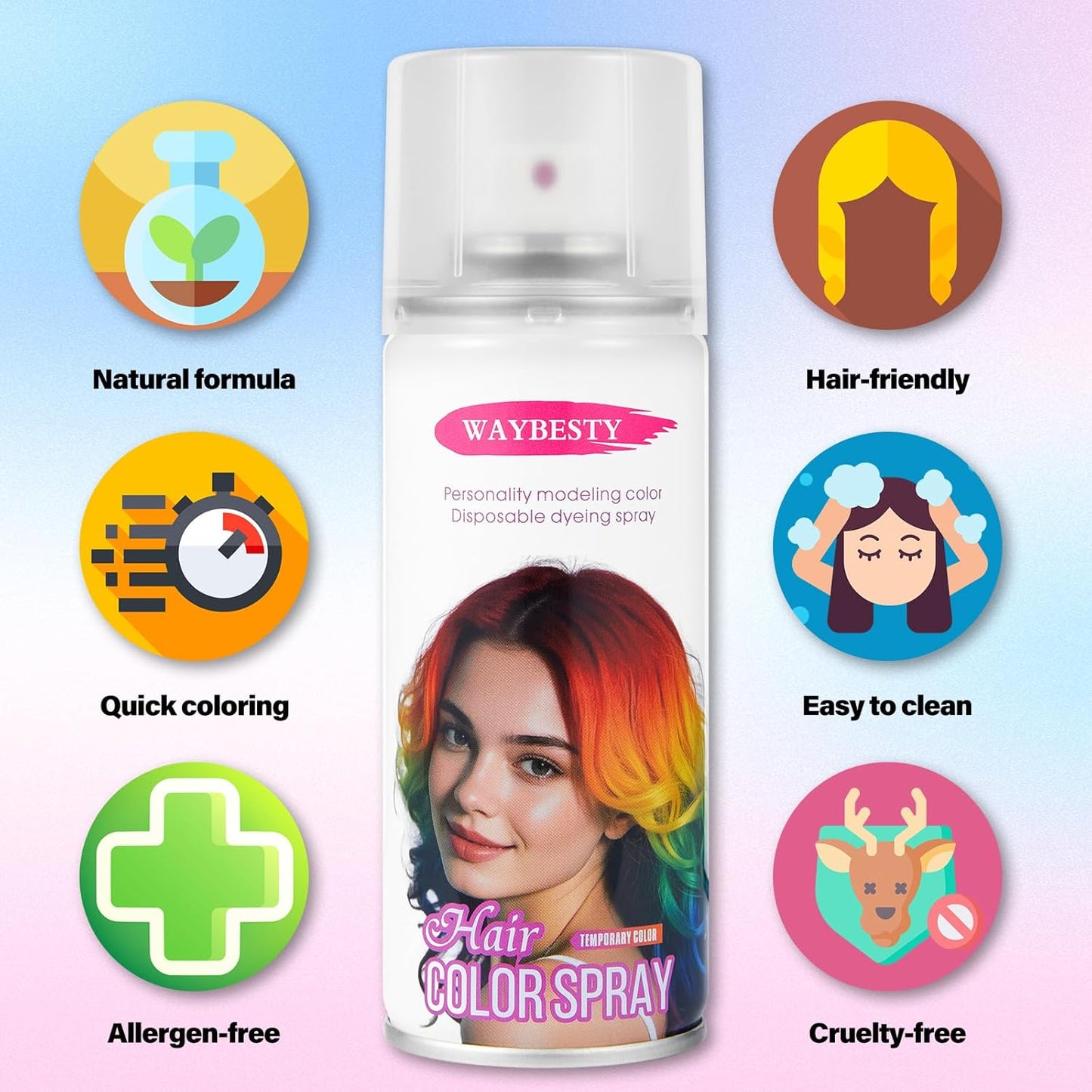 Temporary Hair Color For Kids Women Men, Washable Hair Dye Spray One-Day Hair Color Wax For Cosplay Party DIY, Christmas Party, Halloween Crazy Hair Day (Powder Blue, 4.06 oz)