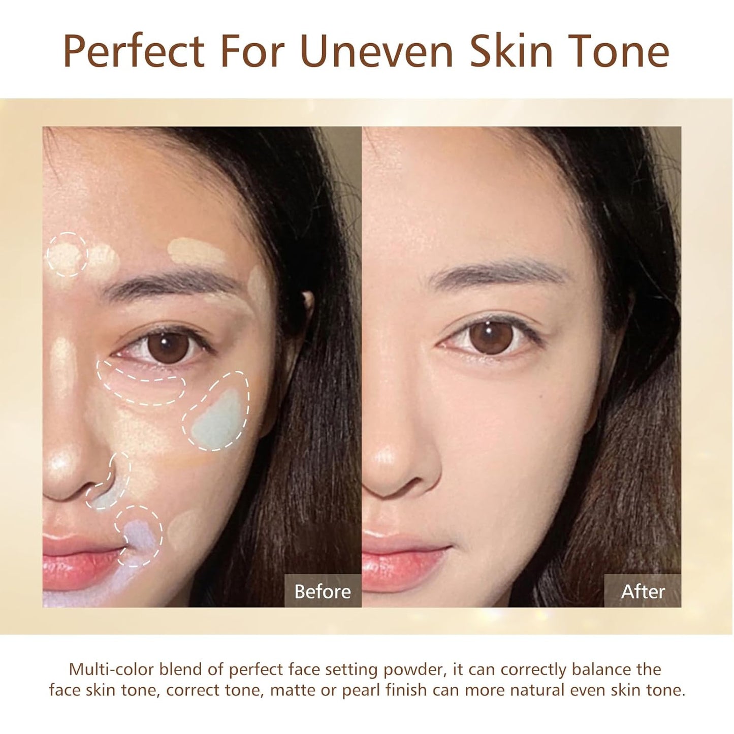 KYDA Color Correcting Setting Powder, Matte Finish, Correct Brightening Finishing Powder, Even Tone Correcting, Lasting Oil Control Pressed Powder