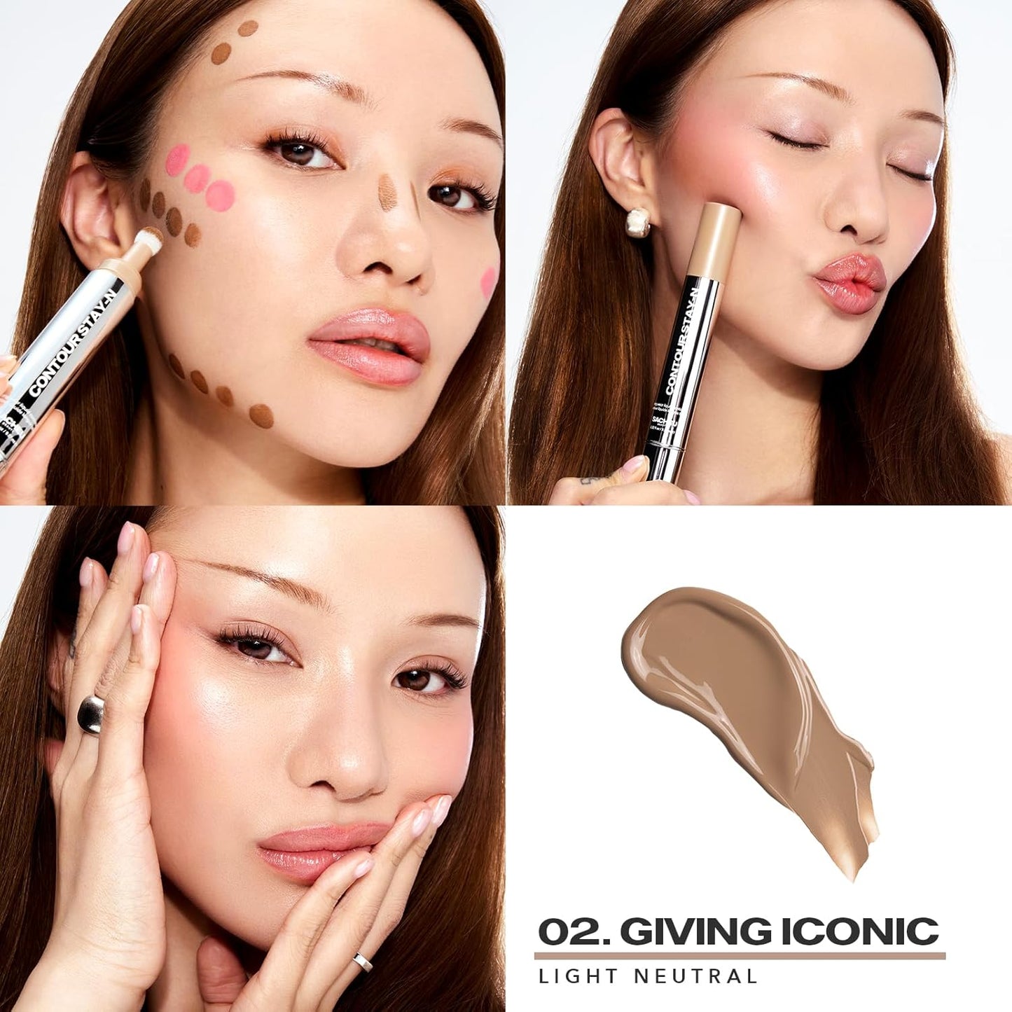 Sacheu Liquid Contour STAY-N Long Wear Cream Contour Makeup — Long Lasting, Blendable, & Lightweight Formula — Vegan & Cruelty-free, Giving Iconic