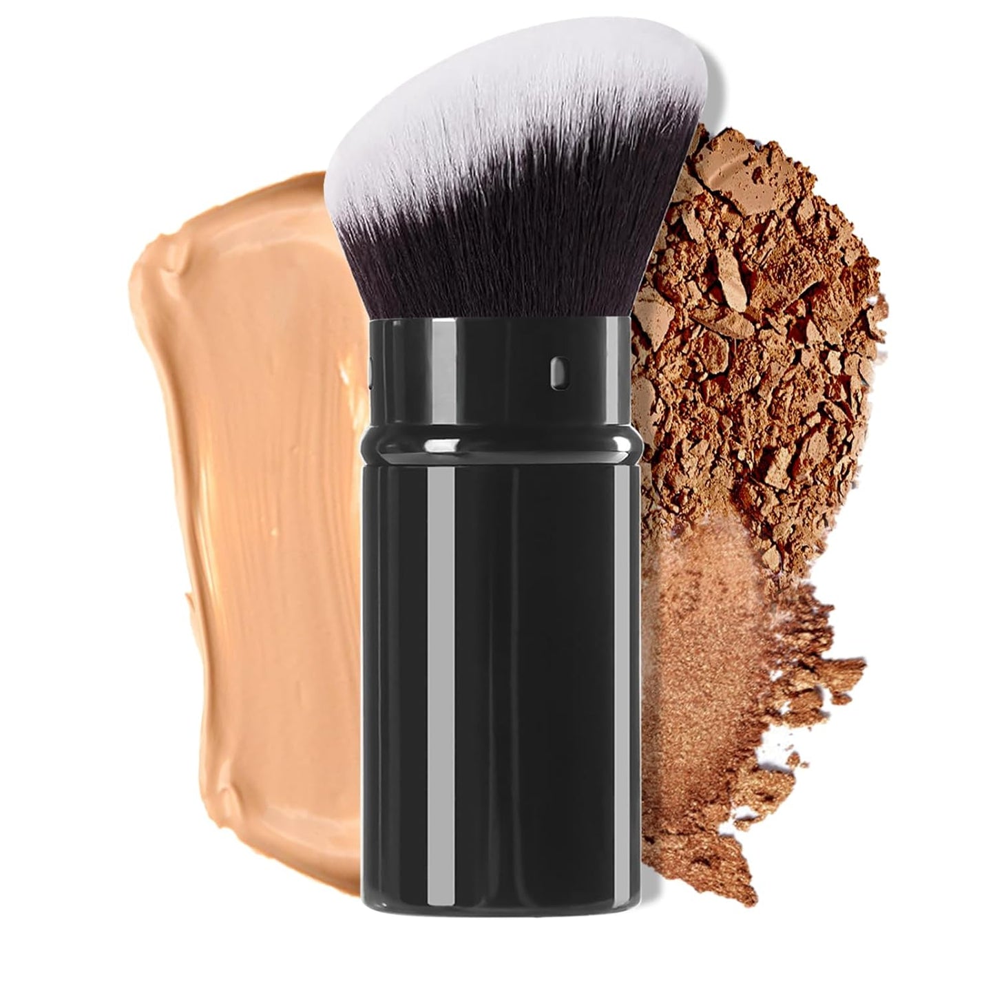 Retractable Kabuki Makeup Brush,Angle Blush Brushes Powder Foundation Makeup Brush for Blending Liquid, Blush, Bronzer, Buffing, Sunscreen,Flawless Cosmetics