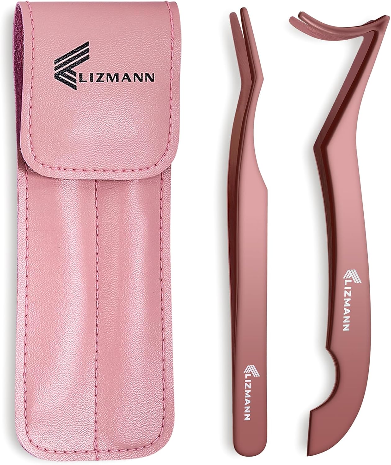 LIZMANN Eyelash Applicator Tweezers 2 PCS Tool for False Eyelash Application & Lash Extensions, Mistake-Proof Lash Placement Tweezers for Professional and DIY Use