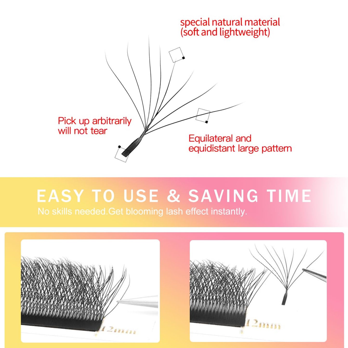 W Lash Extensions 8D Eyelash Extensions W Shape 0.07mm Thickness D Curl Mix 8-15mm Premade Fans Individual Lashes Volume Matte Black 12 Rows Crisscross False Eyelashes(W-8D-0.07-D,8-15mm)