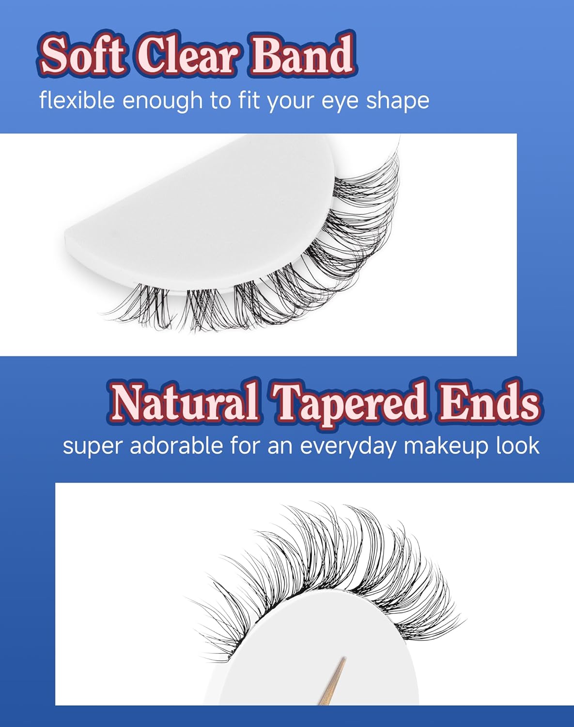 Lashes Natural CLear Band Wispy False Eyelashes Natural Look Flared Strip Eyelash False Eye Lash Soft 7 Pairs Everyday SF-02