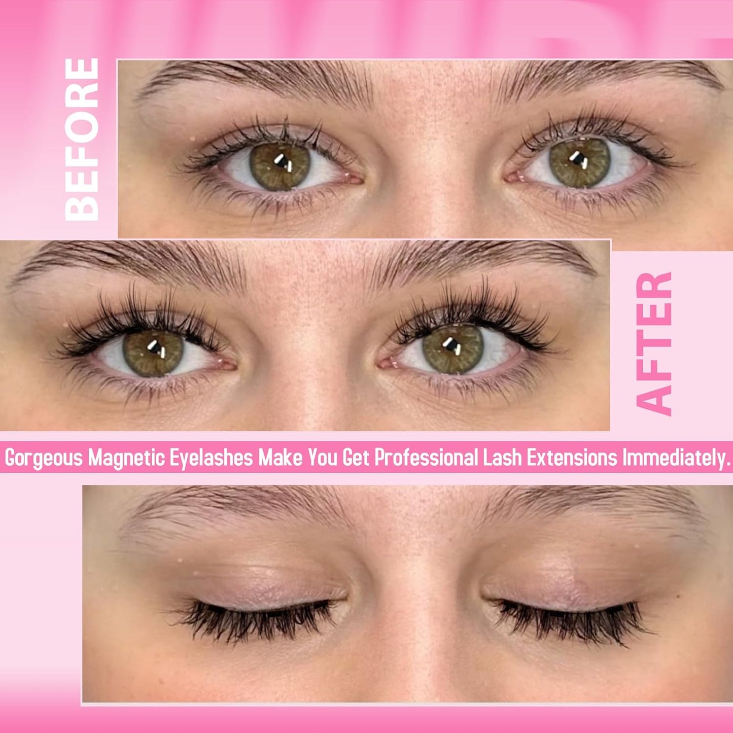 Natural Magnetic Eyelashes Wispy Magentic Lashes Reusable Clear Band Magnetic Eyelashes Kit with Applicator No Glue Needed Magnetic Lashes for All Day Comfort and Easy Wear and Remove by JIMIRE