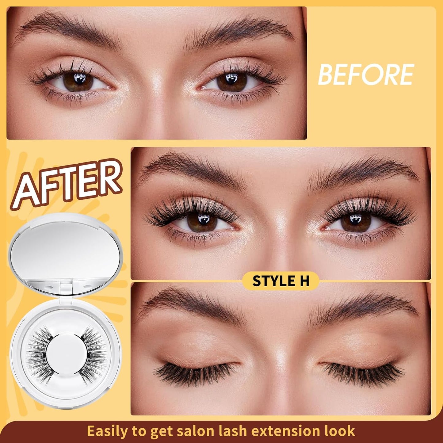 QUEWEL No Glue Needed Eyelashes - Magnetic Lashes Natural Look, Reusable Lashes Kit with Applicator, Easy to Wear and Remove with Instructions