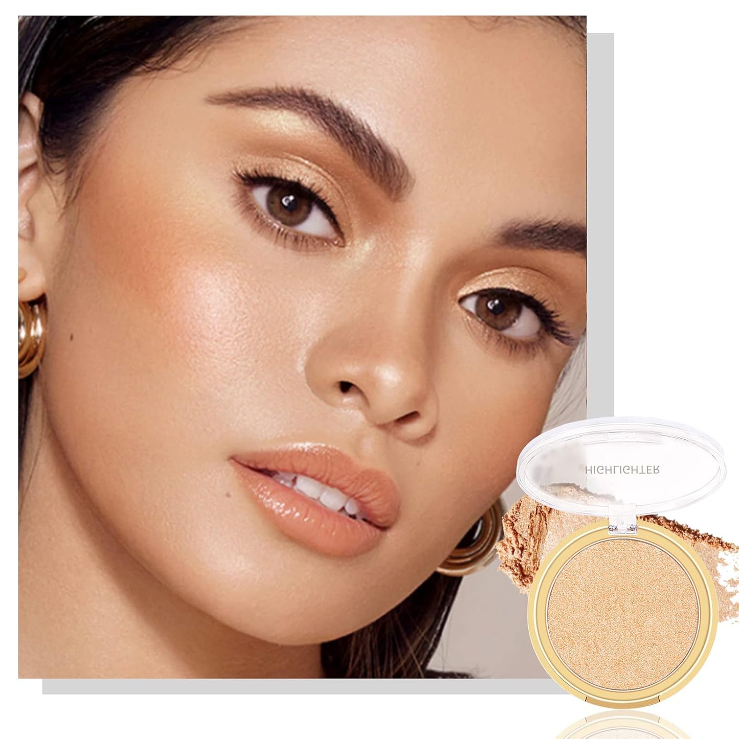 Boobeen Highlighter Powder Palette - Glow Shimmer Illuminator for Face Highlighter Makeup, Long Lasting Brighten Skin