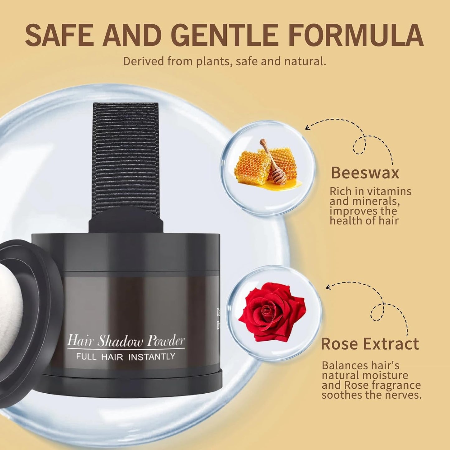 Hairline Powder (Black) Hair Color Shadow, Instantly Cover Gray Hair, Touch-Up for Thin Hair - 4g