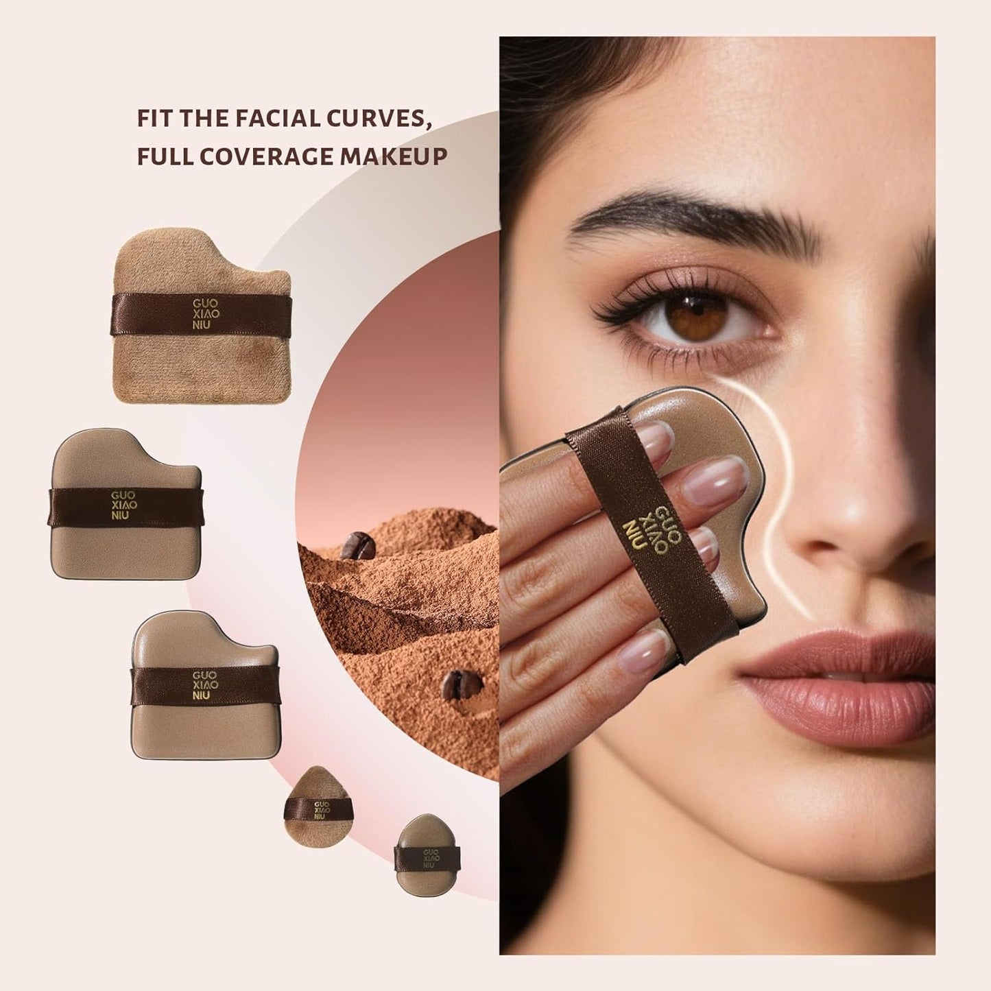 24Pcs Makeup Powder Puffs Set with 4 Cases, Velour/Leather/Air Cushion Makeup Puff, Reusable & Washable, Ideal For Foundation, powder cream, Setting, concealer, Wet Dry Makeup tools (4Box)