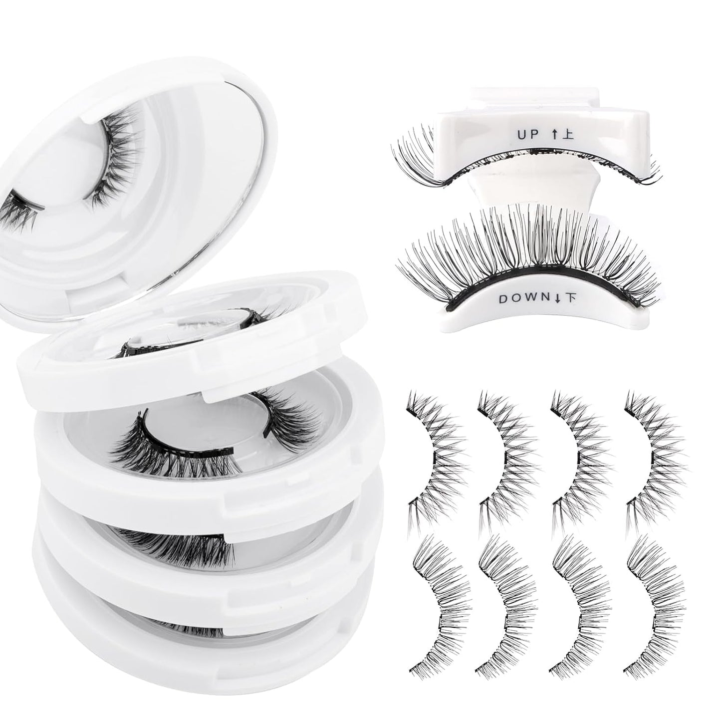 4-Pairs Magnetic Eyelashes Kit with Applicator: Natural Reusable Soft Waterproof False Lash, No Glue Needed, Wendy Lashes, K8+604