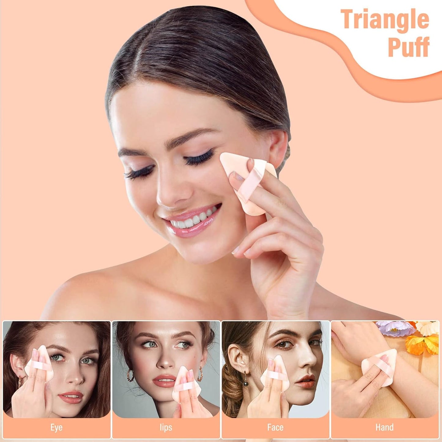 Thrilez 20pcs Triangle Powder Puff, Loose Powder Puffs Makeup Puff for Face Powder, Setting Powder Puff for Make Up, Face Puff Pads for Press Powder, Sponge Powder Applicator for Face and Eye (Beige)