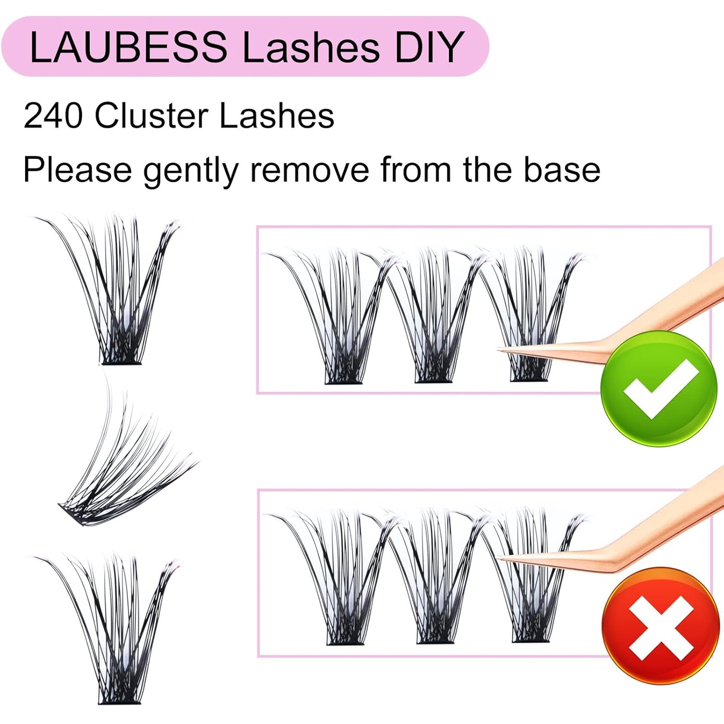 Eyelash Clusters LAUBESS Lash Clusters Individual Lashes Cluster Eyelash Extensions DIY at Home Waterproof Cluster Lashes (40D-D-17)